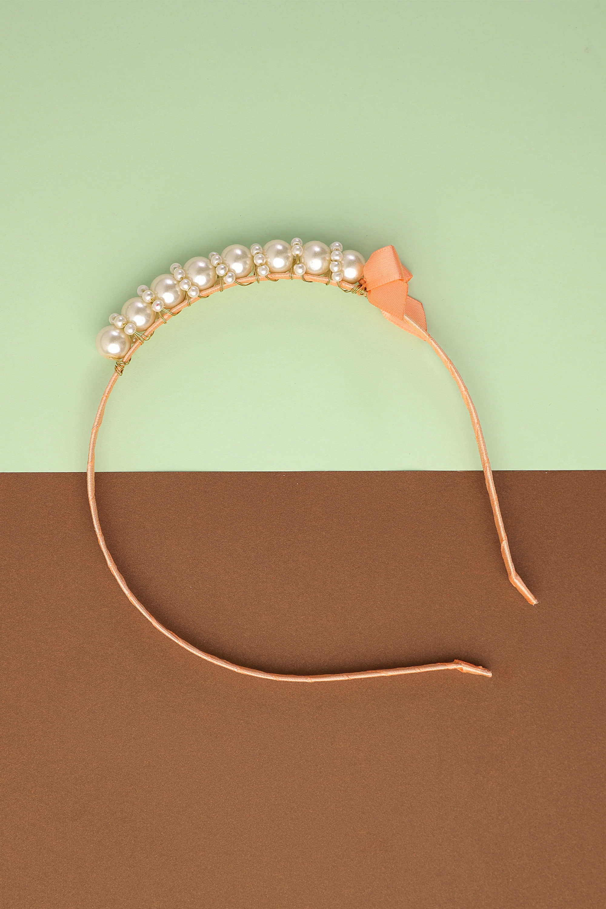 Peach Faux Pearl Headband