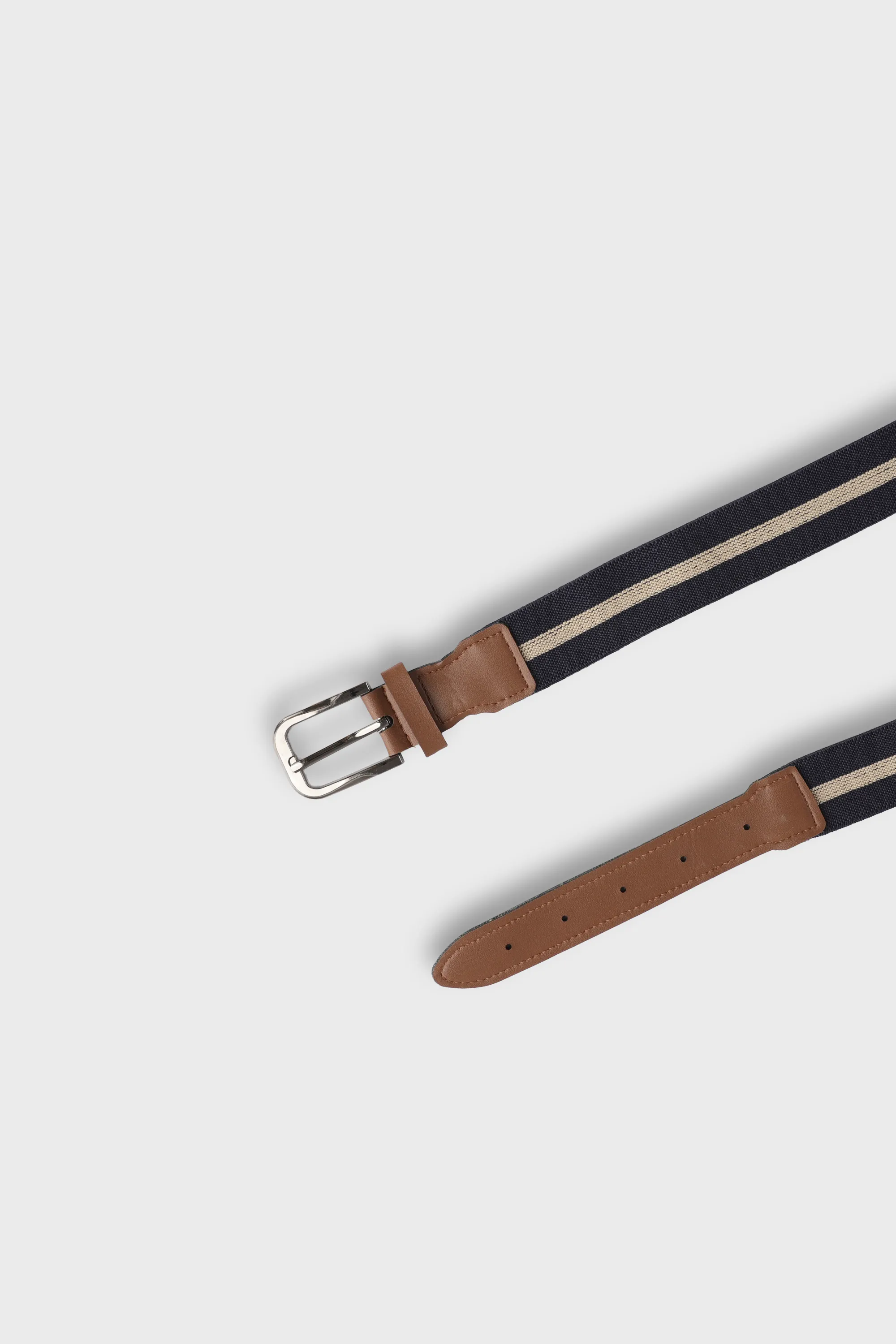 Boys Navy & Beige Striped Belt - Image 3
