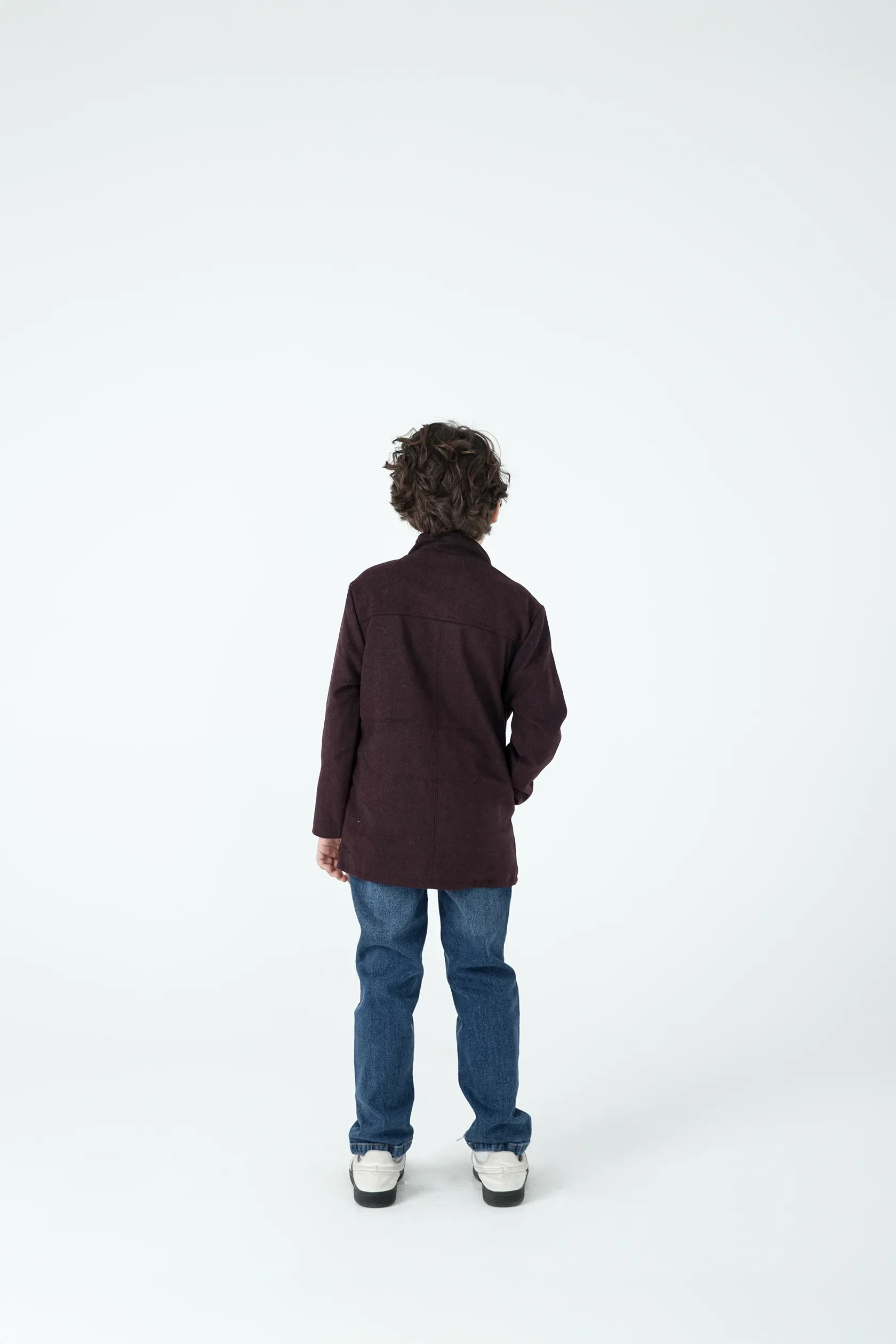 Boys Burgundy Felt Coat - Image 2