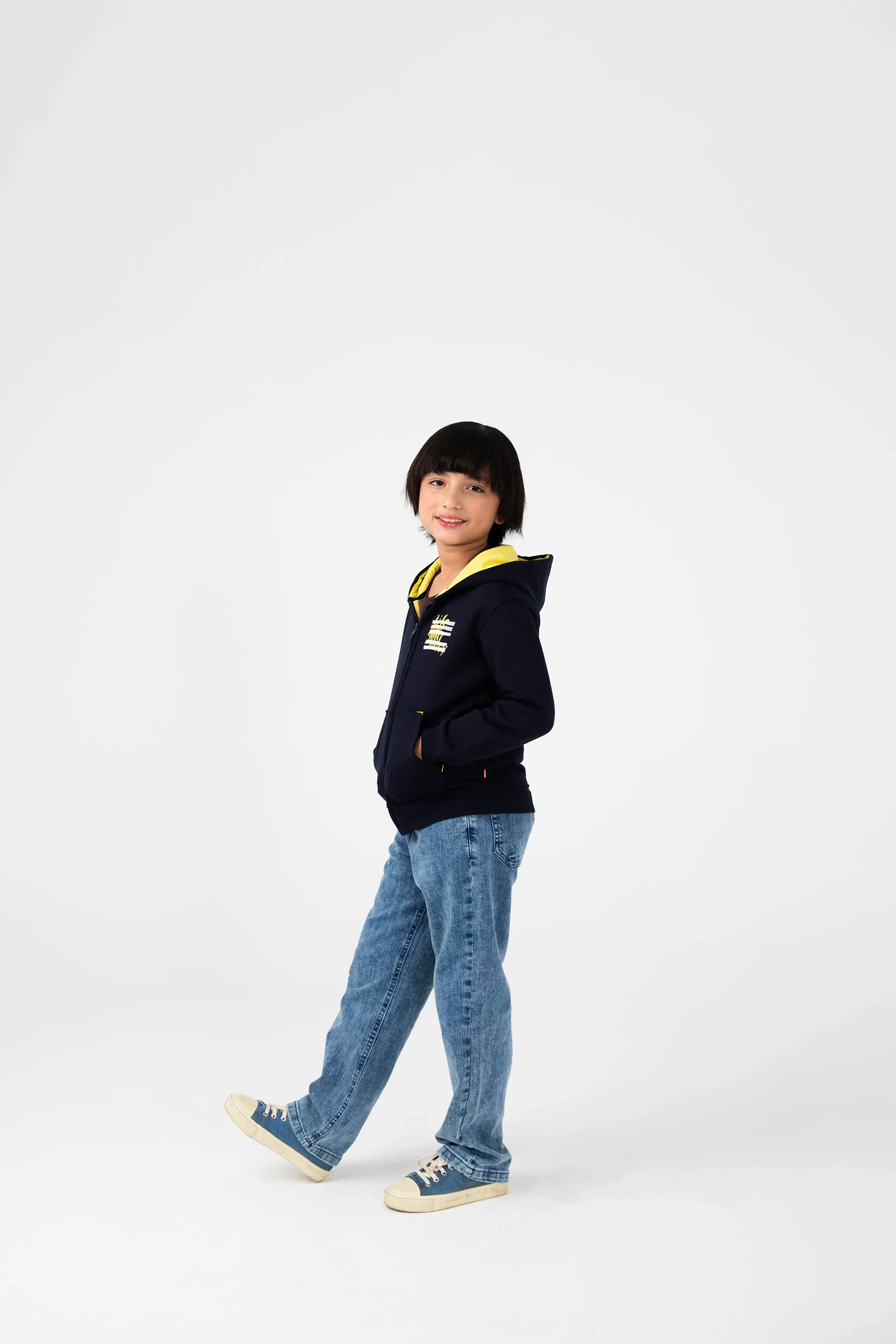Boys Navy Blue Fleece Hoodie - Image 2
