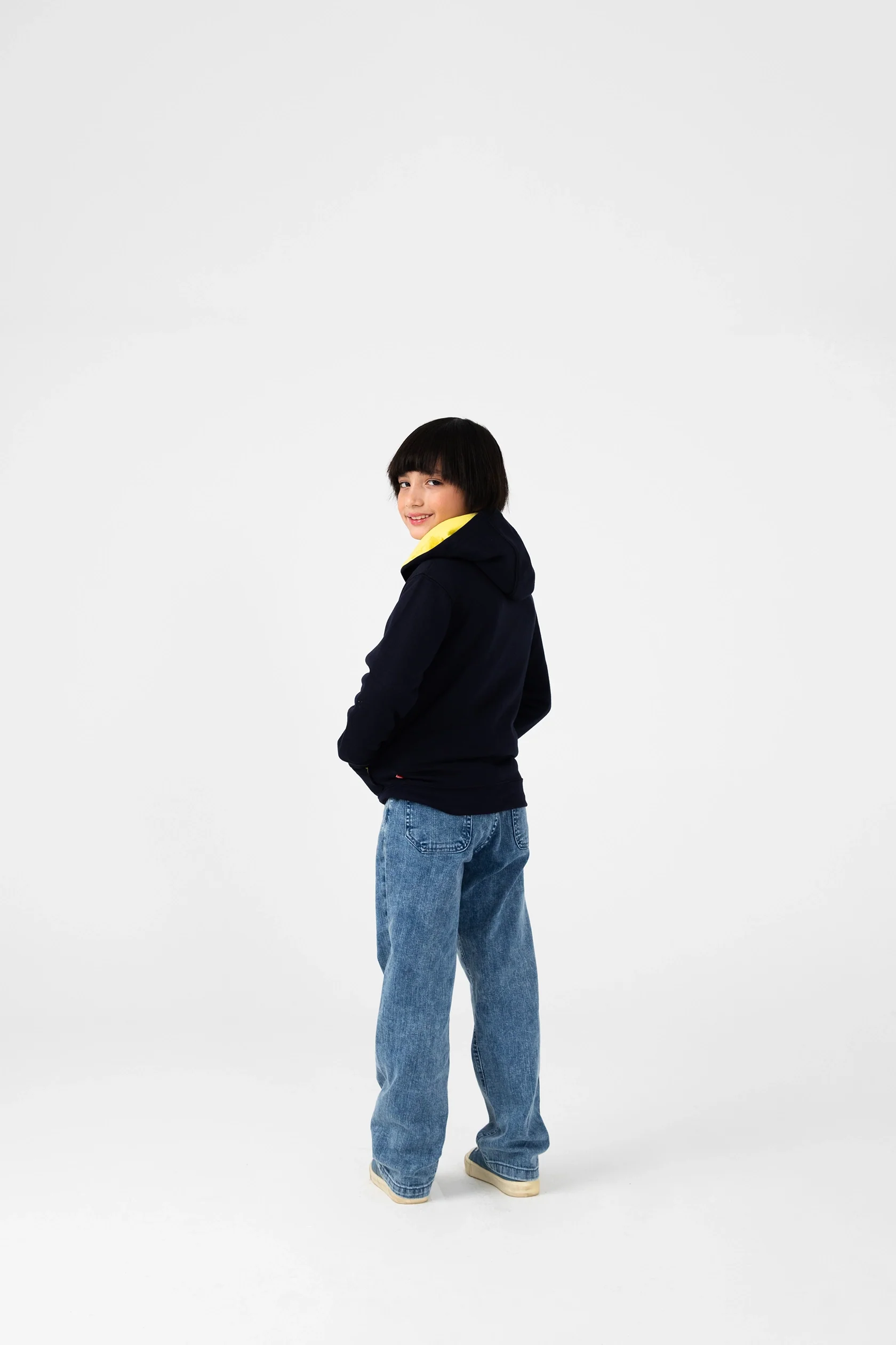 Boys Navy Blue Fleece Hoodie - Image 3