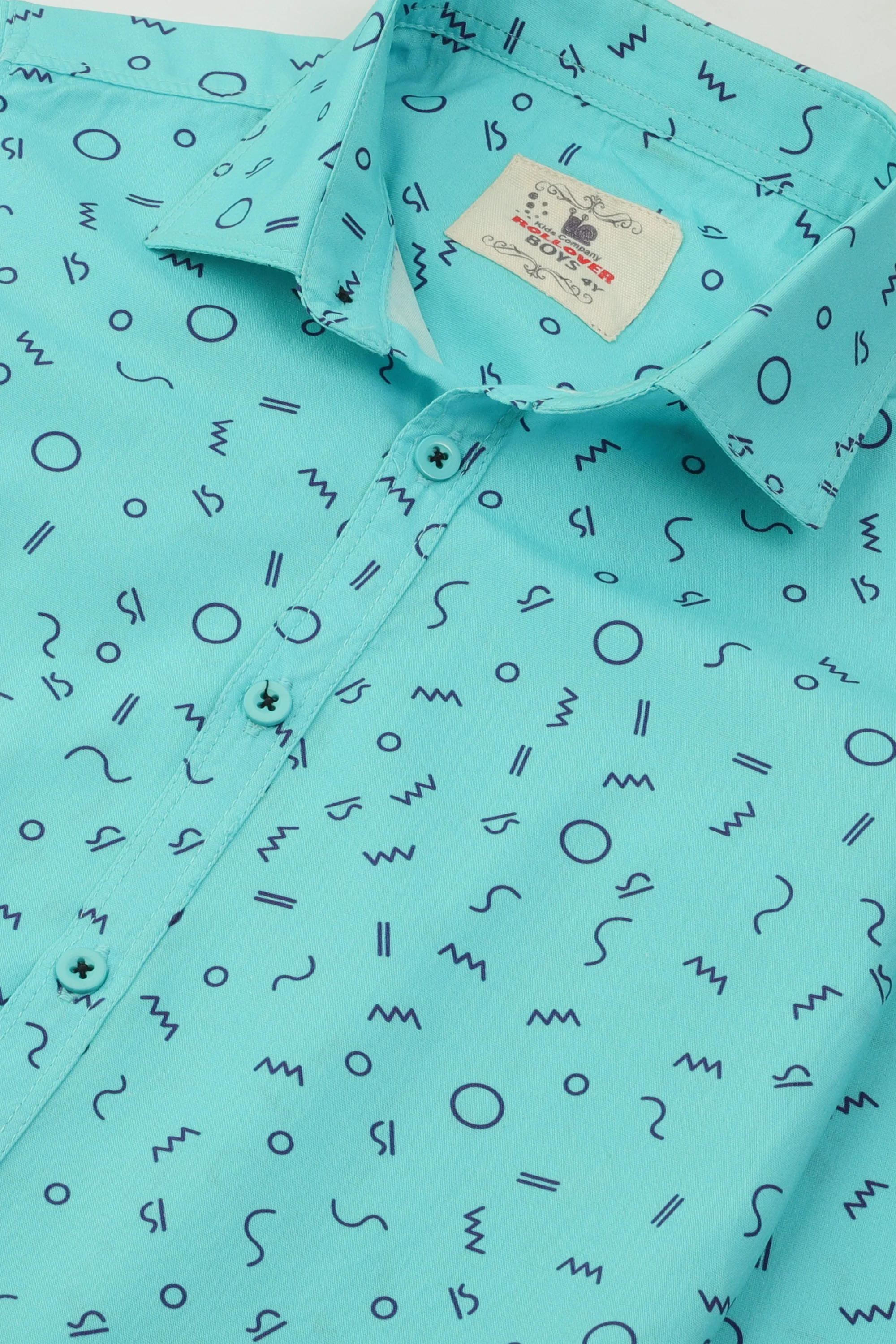 Sky Geometric Print Casual Shirt - Image 2
