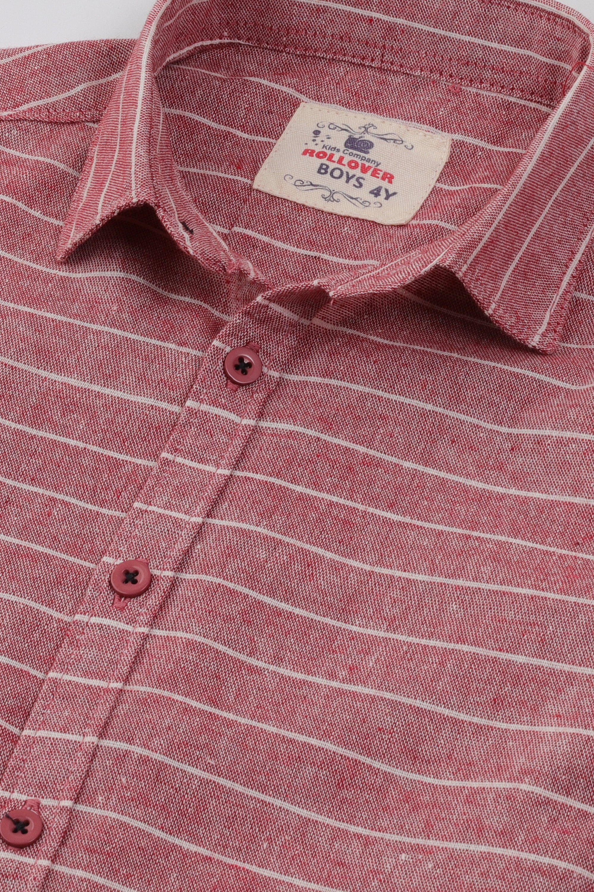 Boys Red Striped Chambrey Shirt - Image 2
