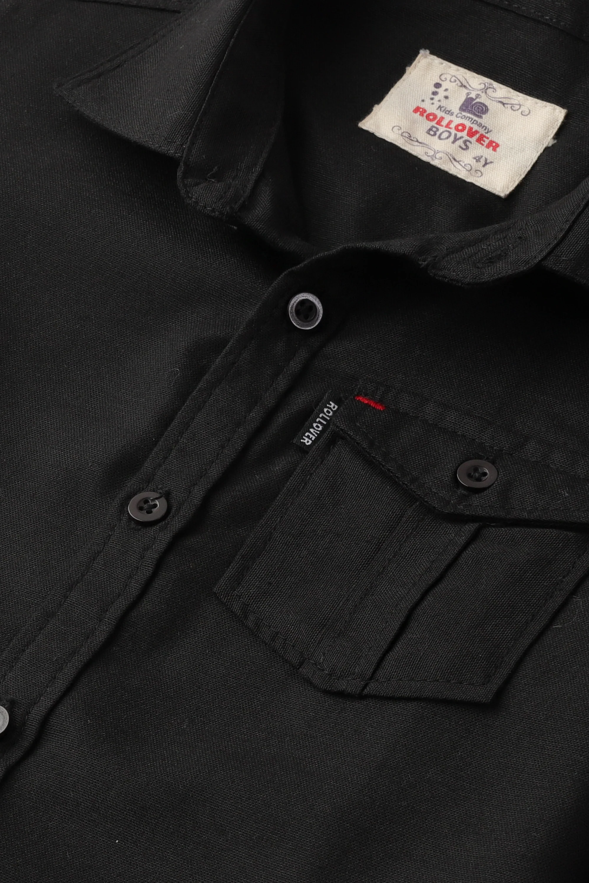 Boys Jet Black Chambray Shirt - Image 2