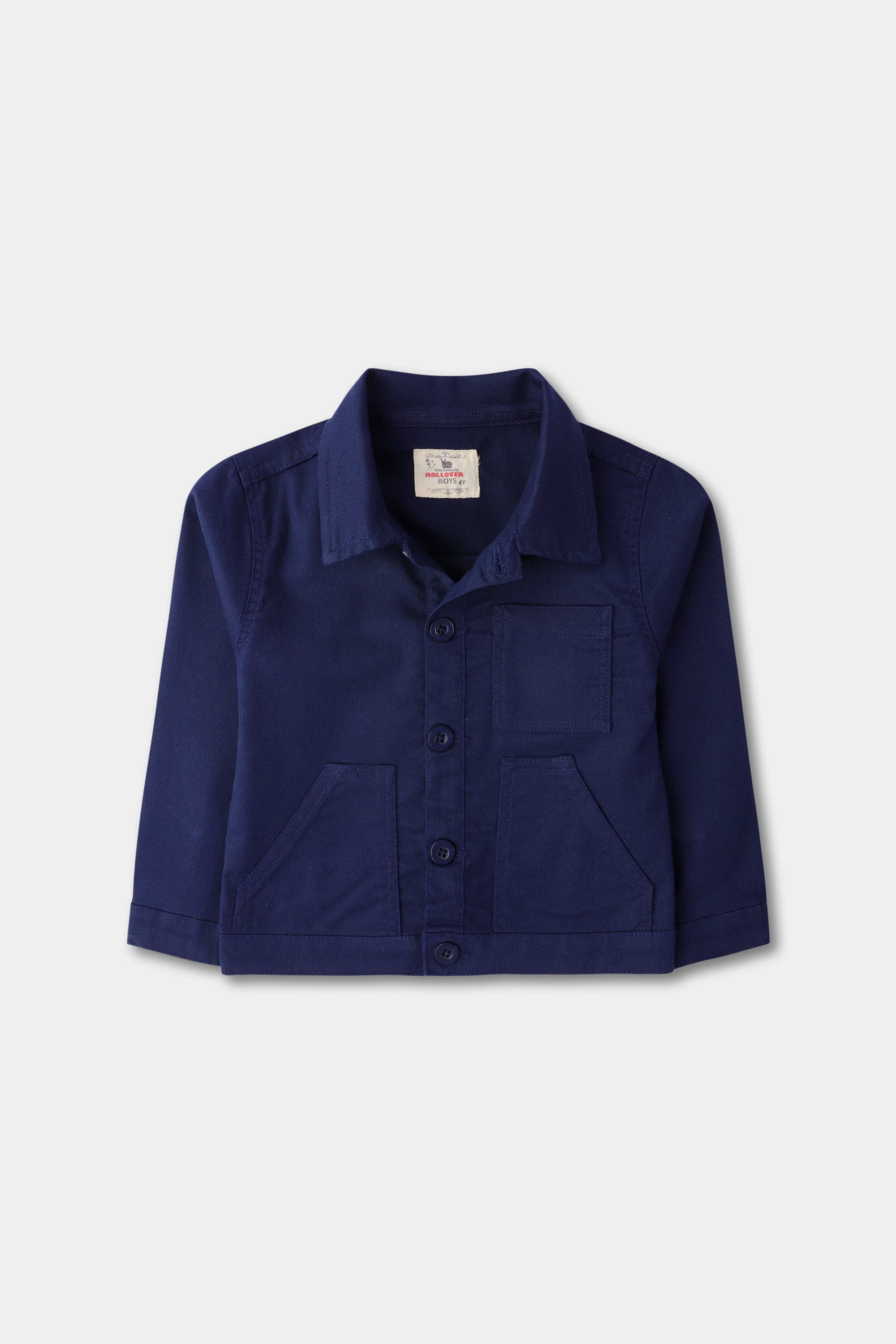 Boys' Ink Blue Twill Button-Up Jacket - Image 2