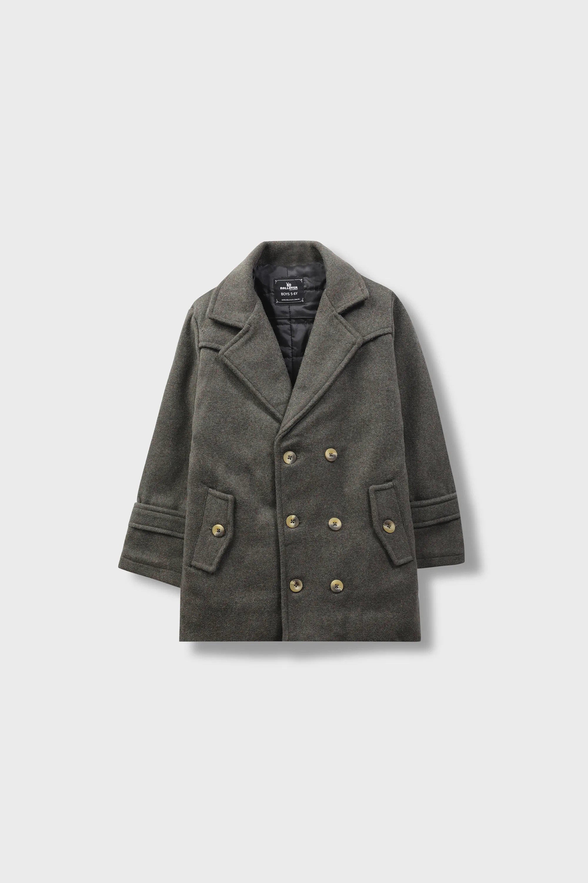 Boys Chic Olive Felt Coat - Image 3