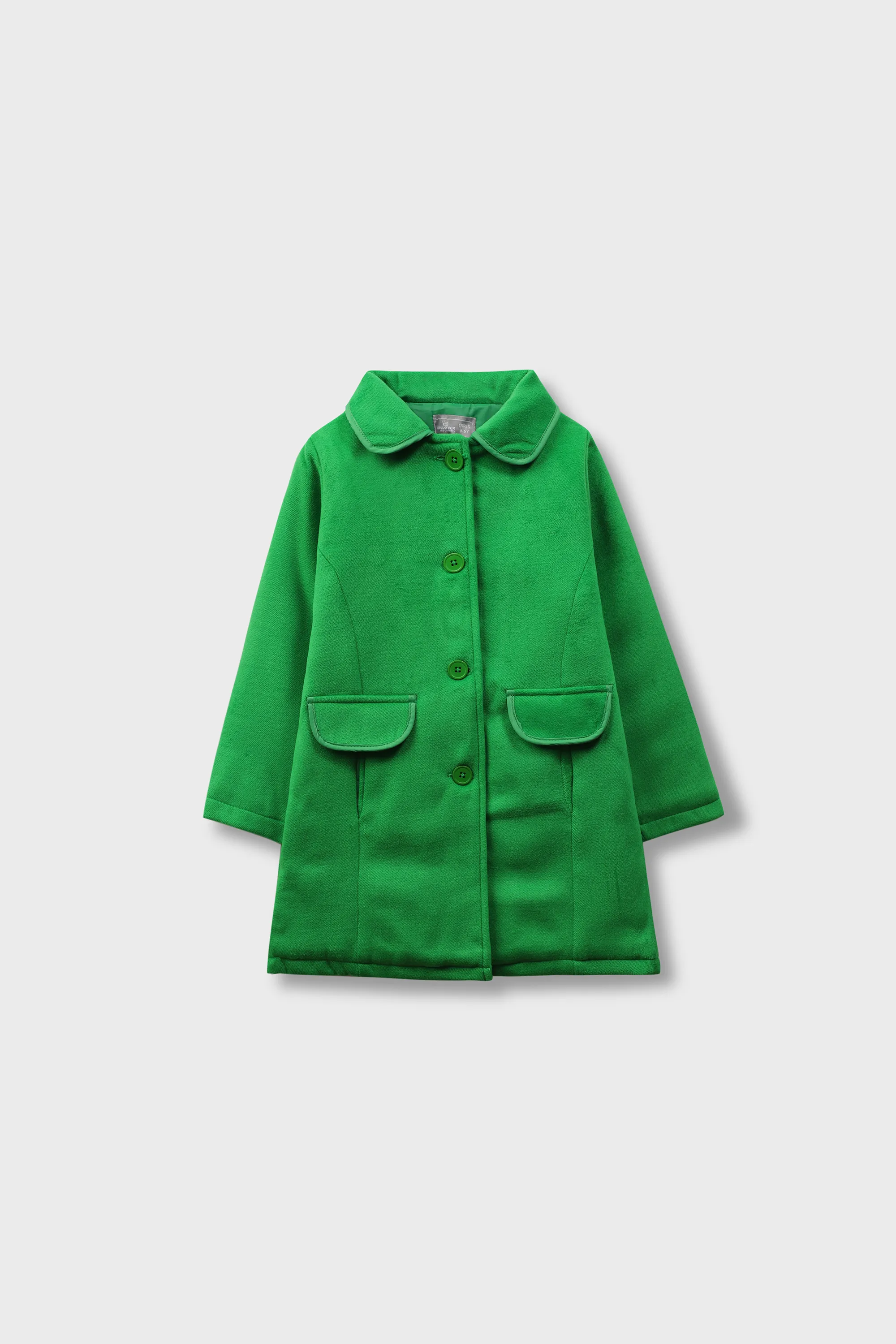 Girls Chic Green Felt Coat - Image 3
