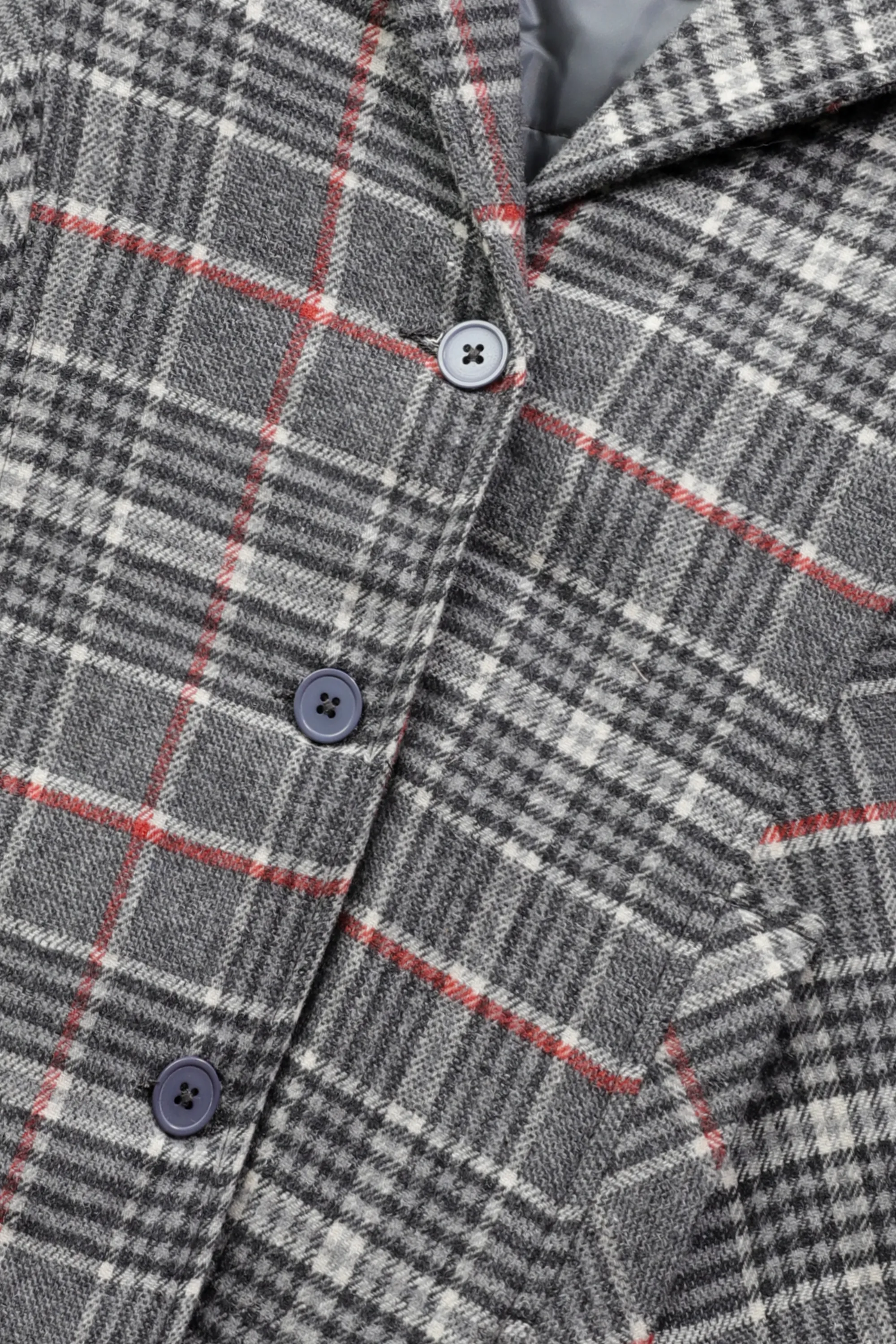Girls' Grey Checkered Felt Coat - Image 4