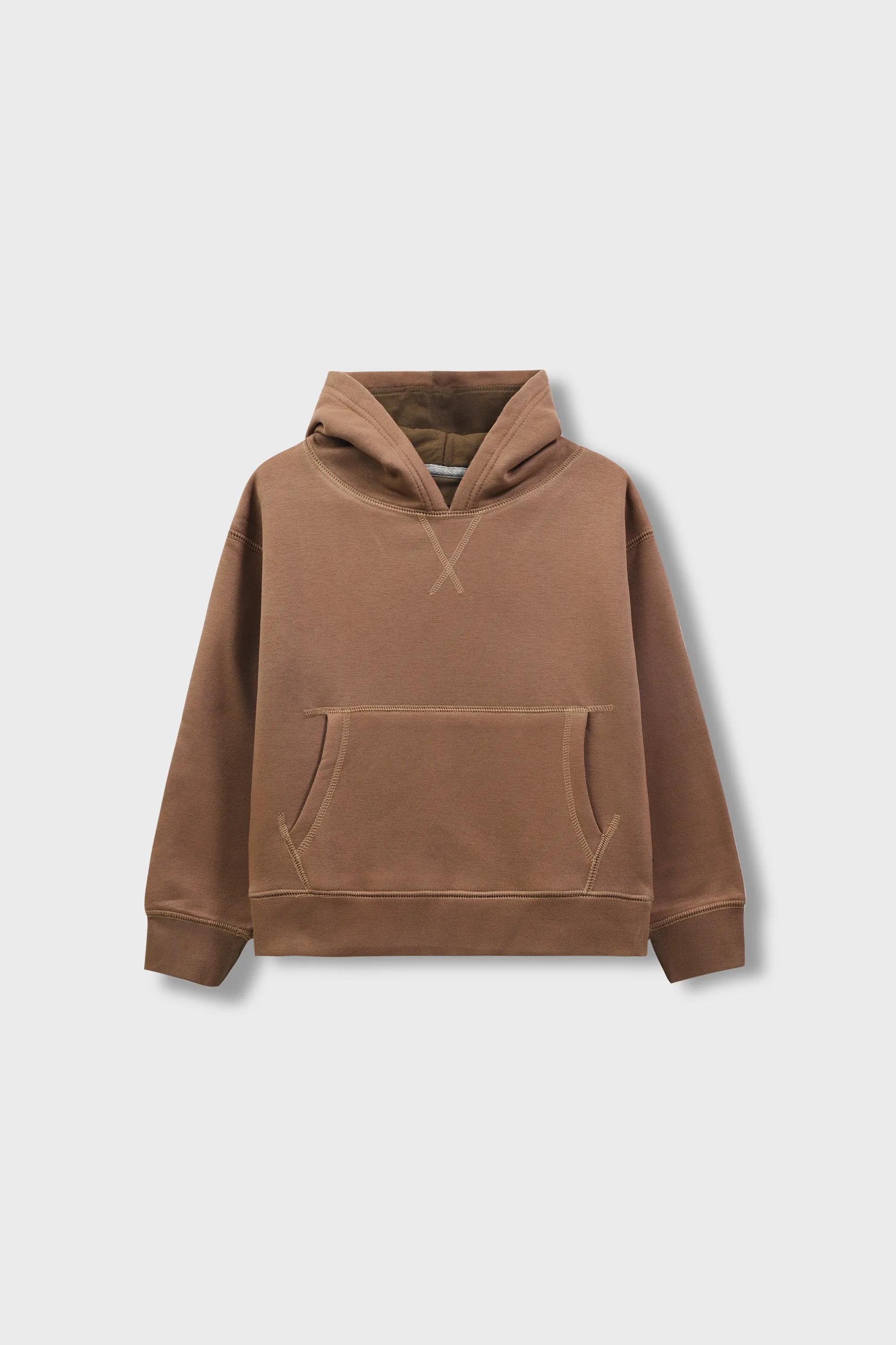 Boys Solid Brown Fleece Hoodie - Image 4