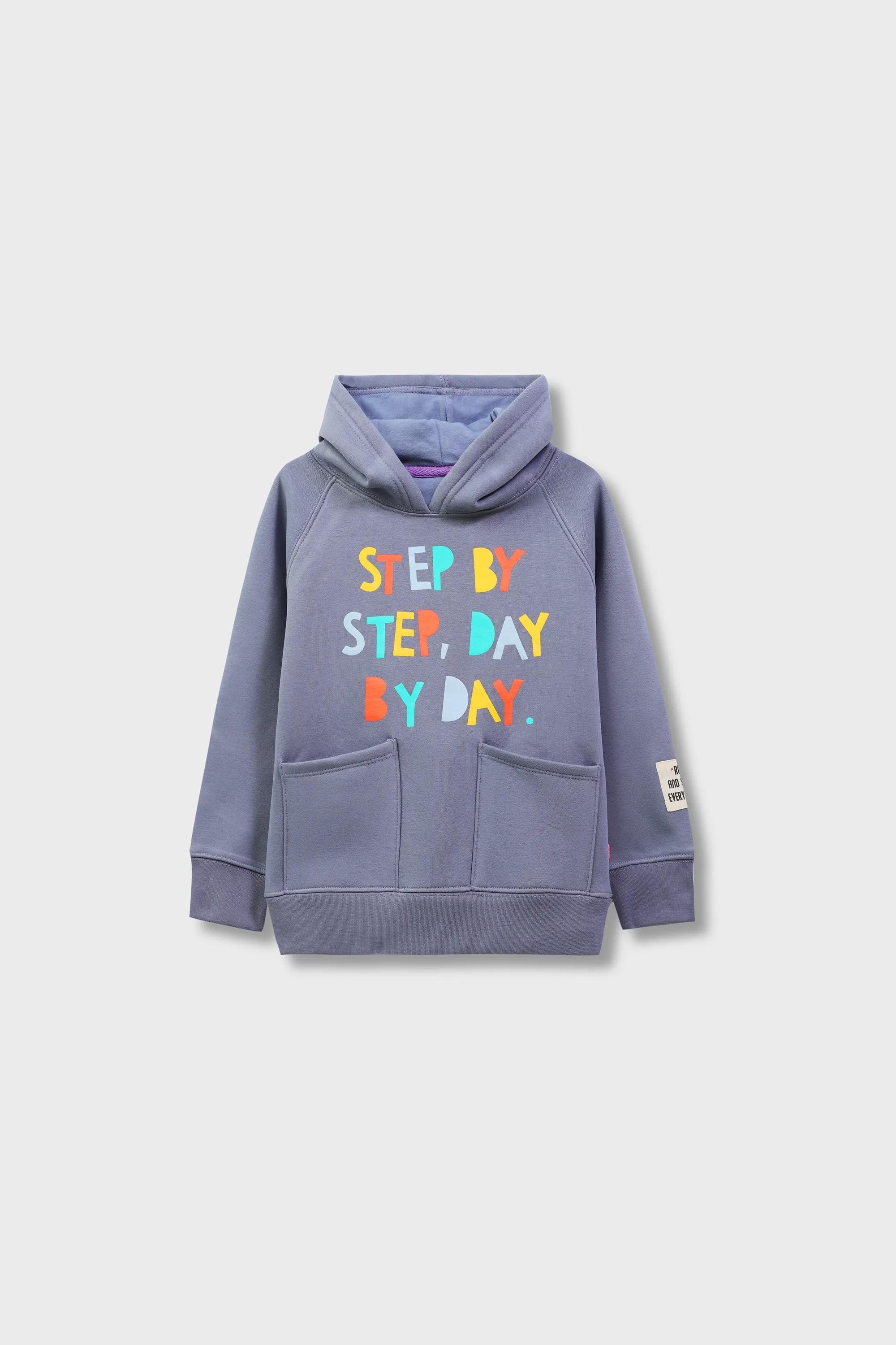 Girls Steel Blue Fleece Hoodie - Image 4