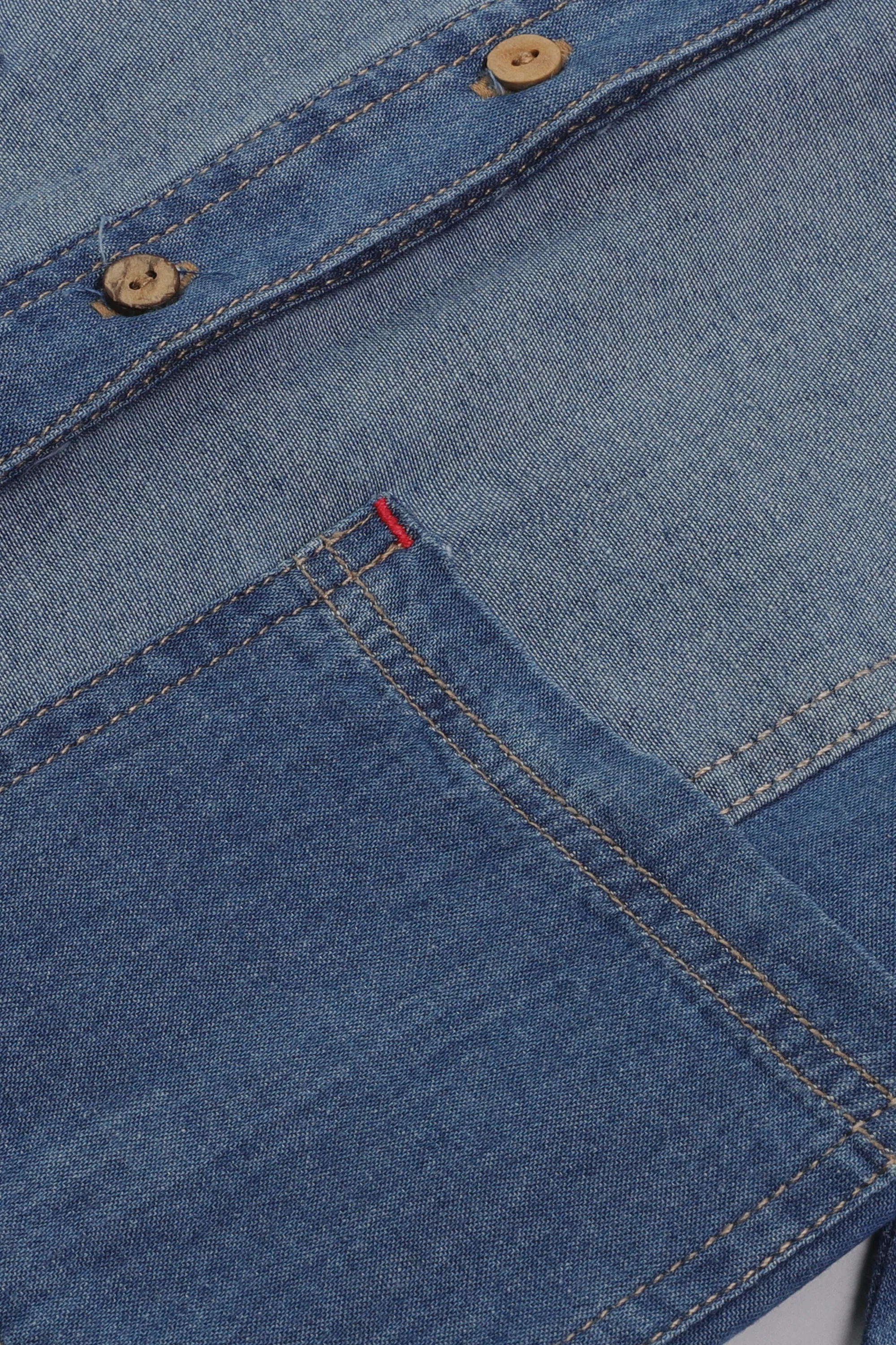 Denim Dual Tone Pocket Top - Image 2