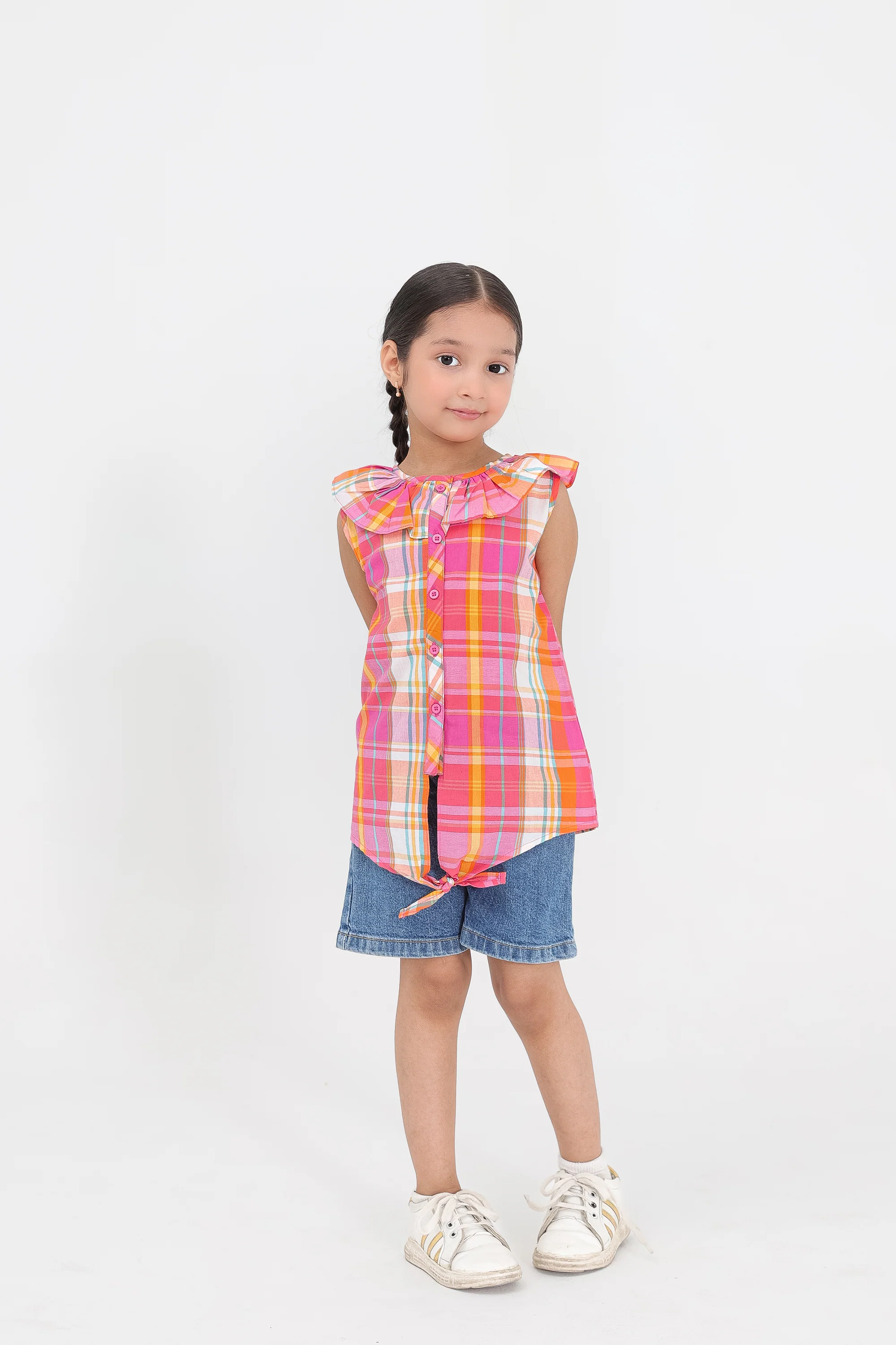 Orange Plaid Button-Down Top - Image 2