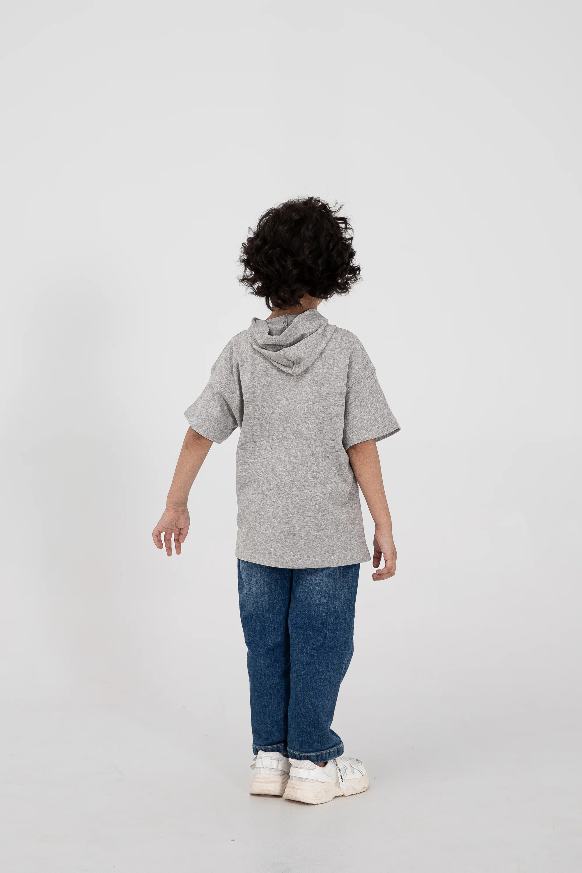 Boys Grey Relaxed Hooded T-shirt - Image 2