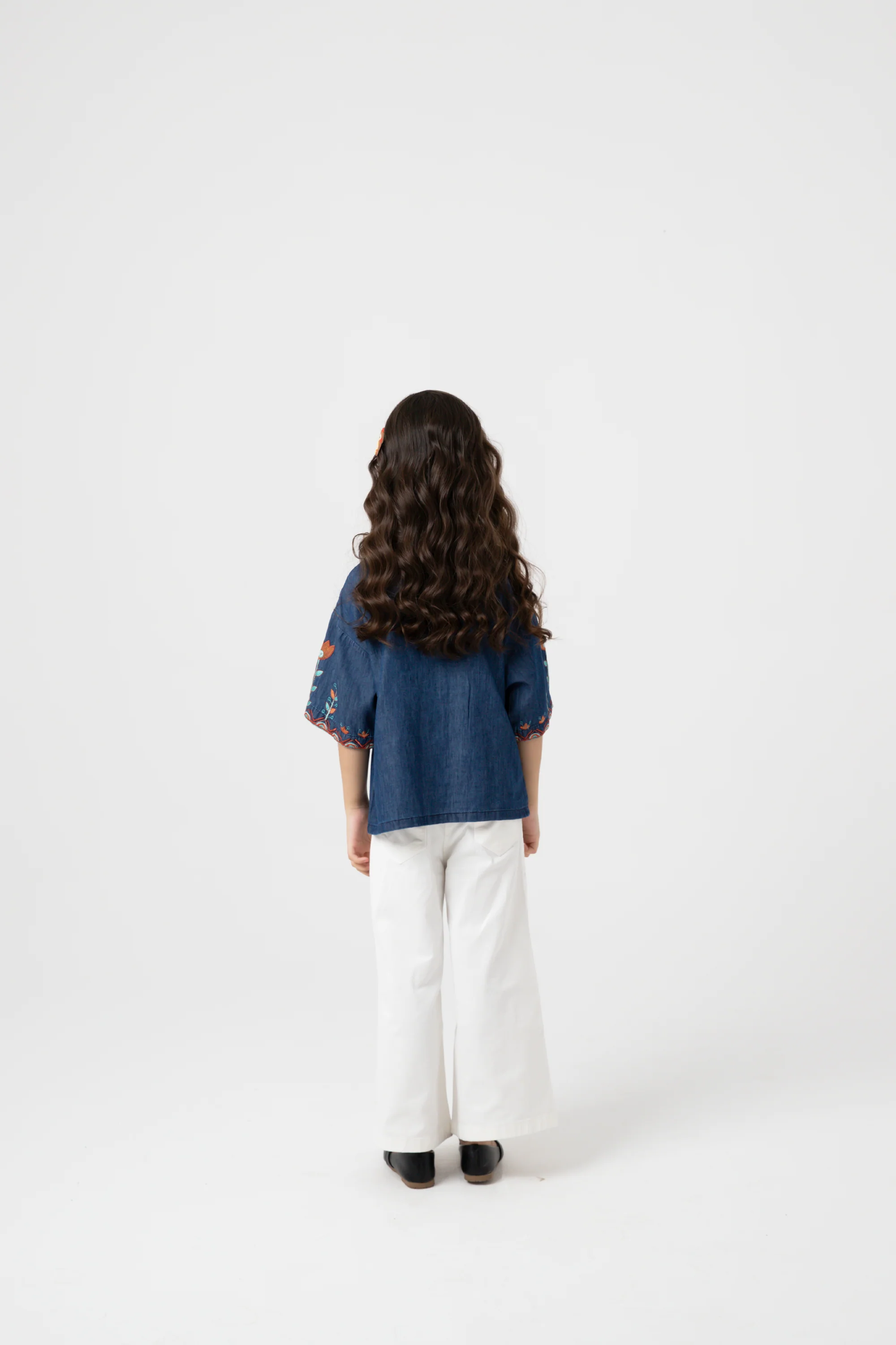 Blue Embroidered Crop Top - Image 4