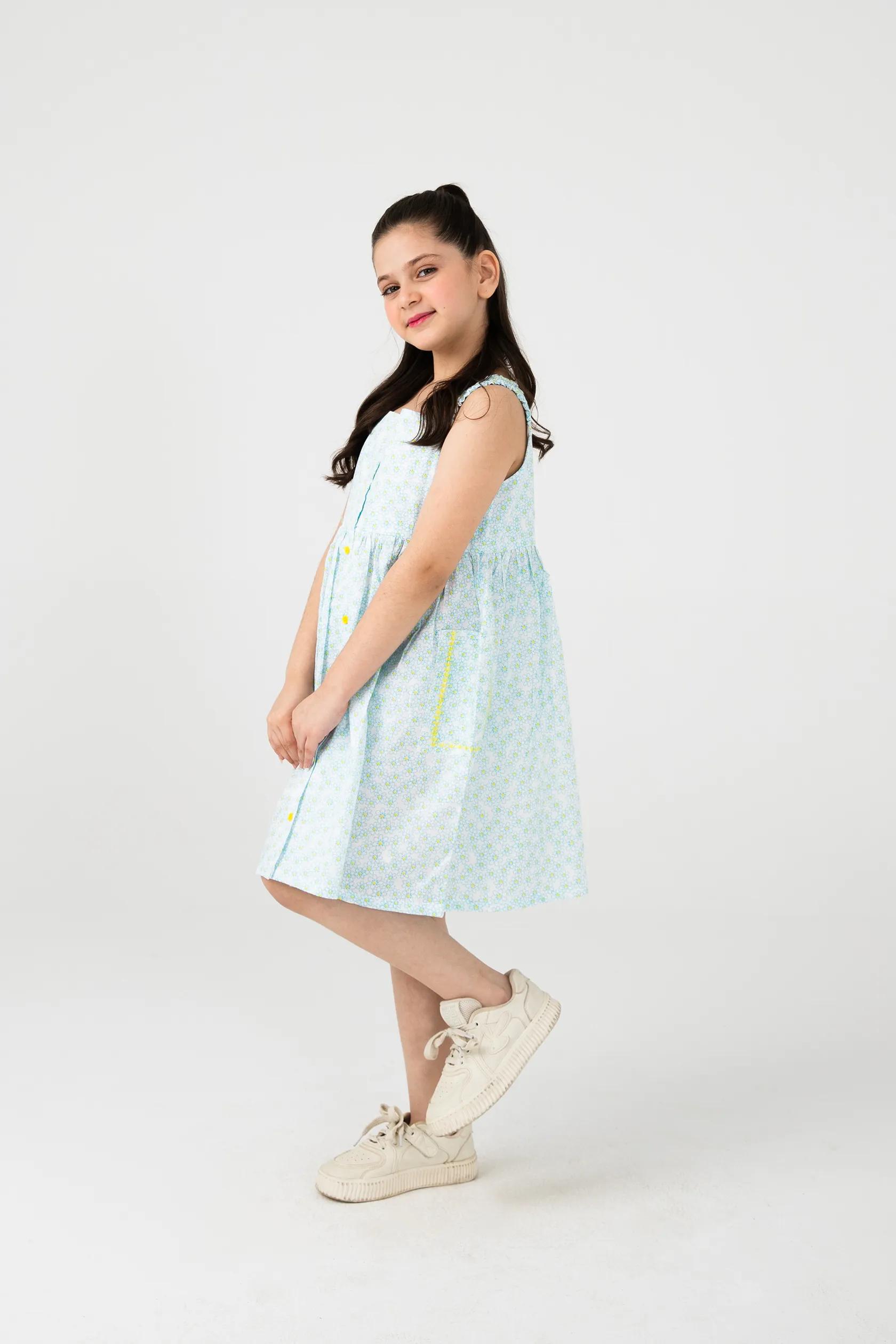 Little Daisy Button Cotton Dress - Image 2