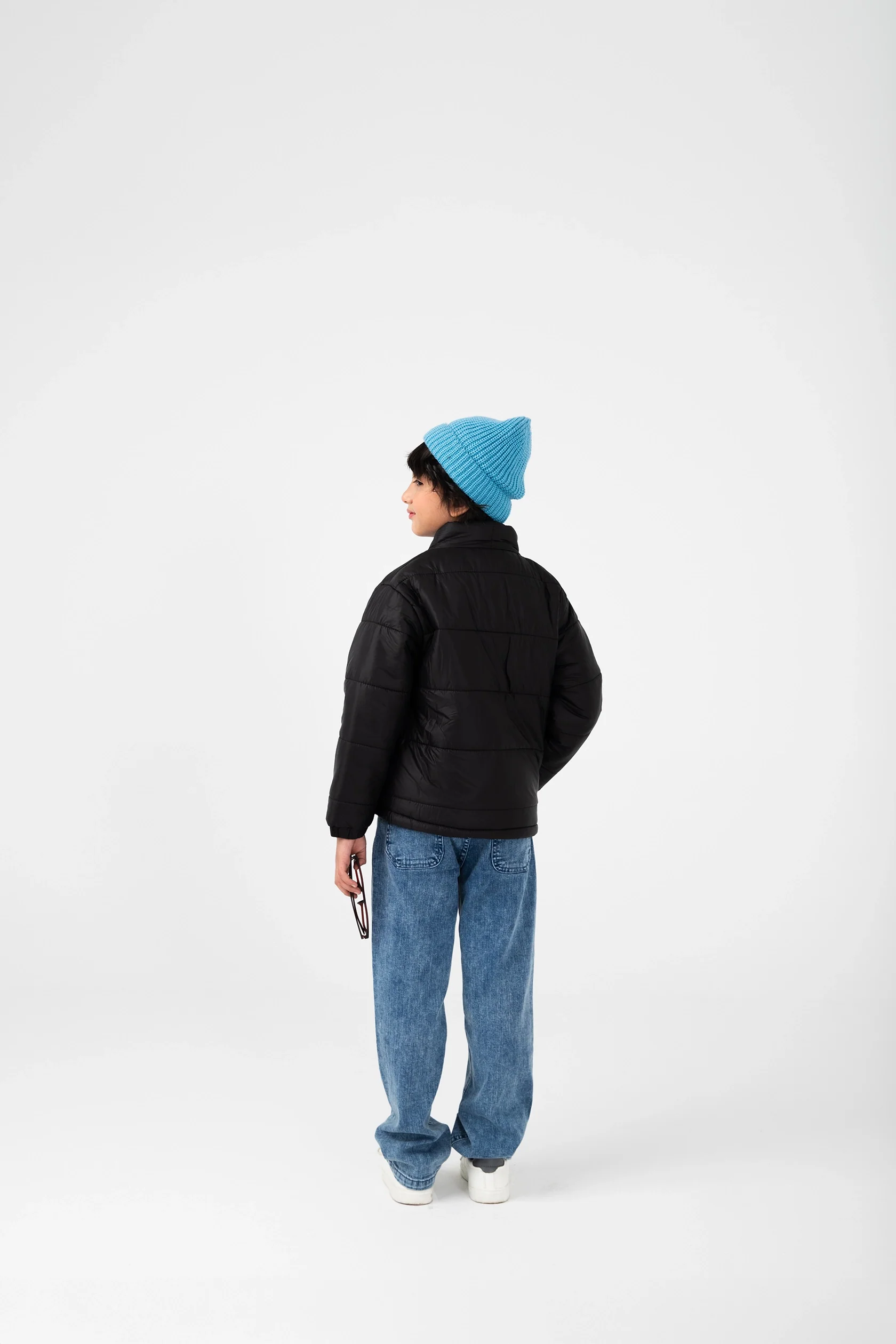 Boys Jet Black Puffer Jacket - Image 2