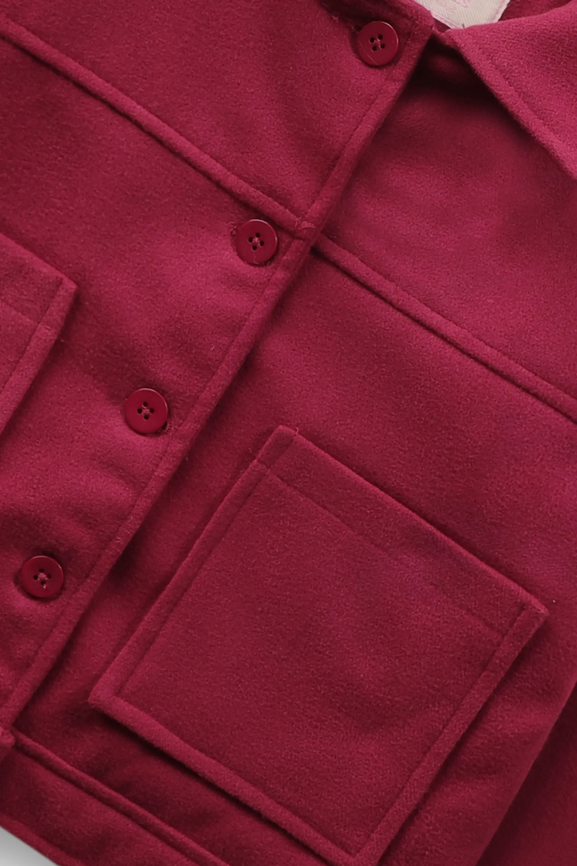 Girls Rich Maroon Felt Jacket - Image 2