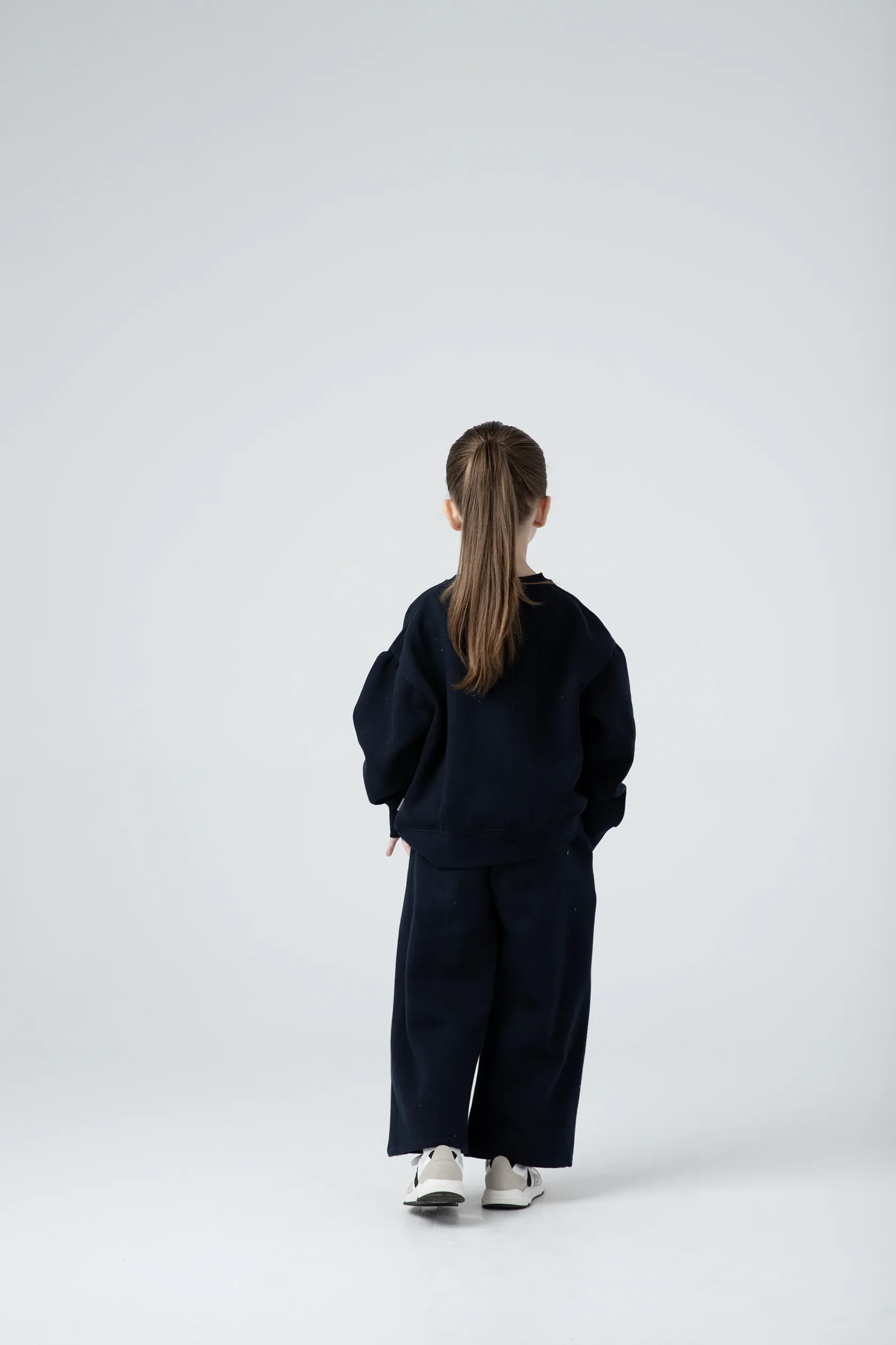 Girls Solid Blue Fleece Co-ord Set - Image 3