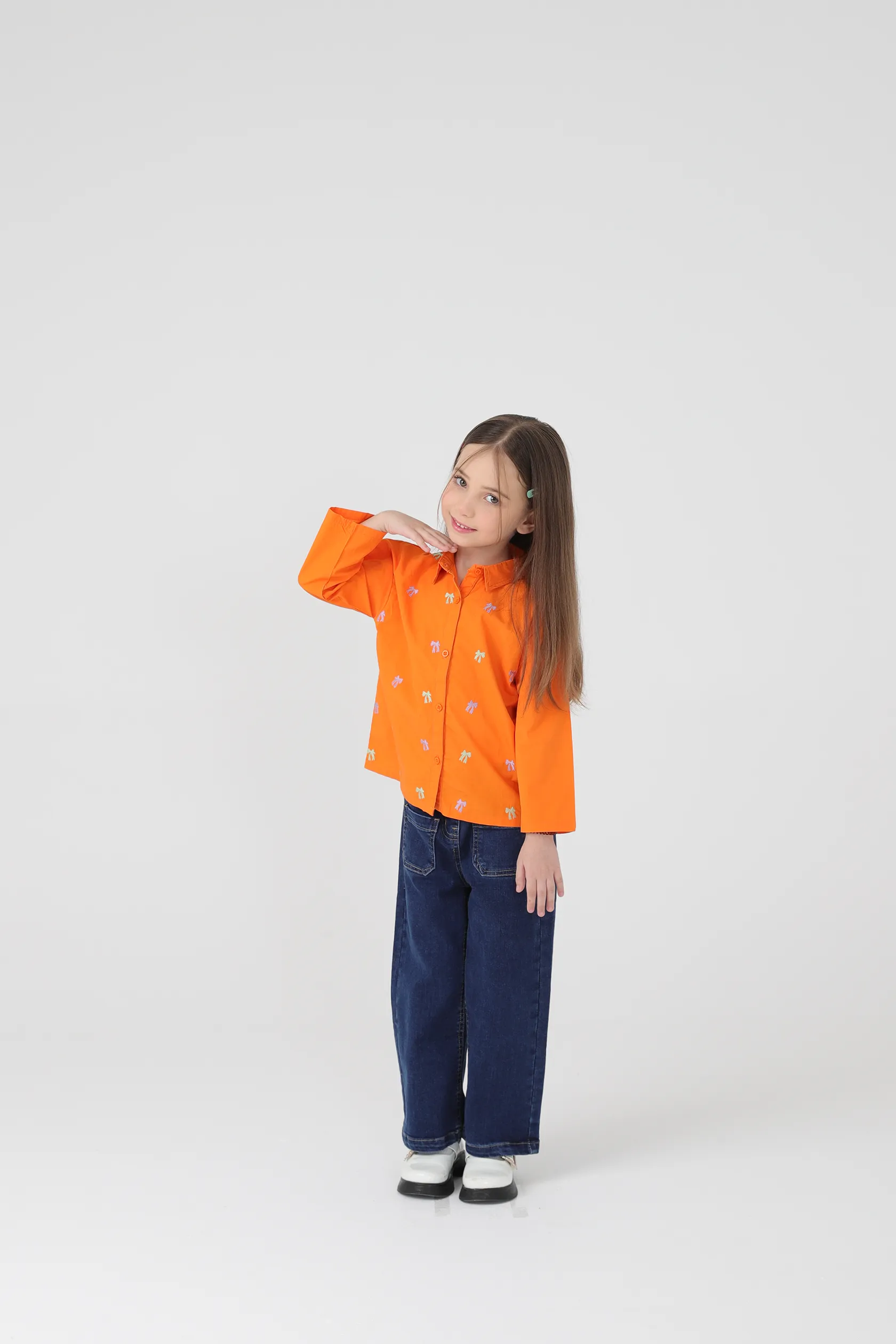 Bow Embroidered Orange Top - Image 2