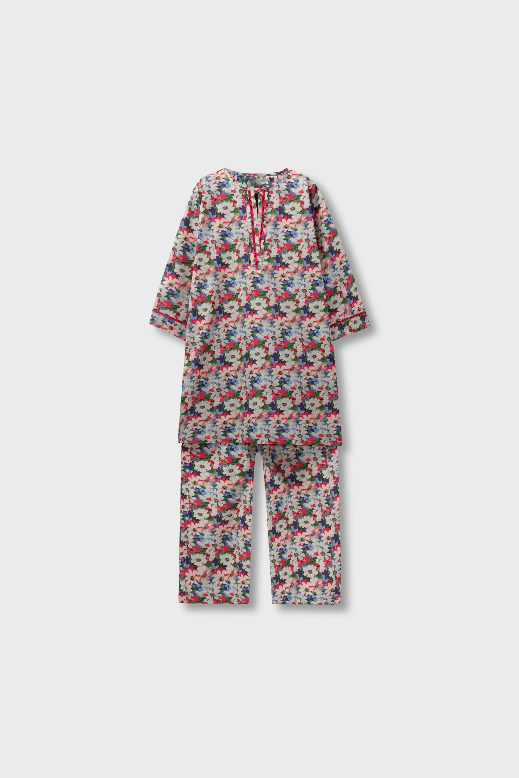 Multicolor Floral Printed Cotton Kurta Set - Image 3