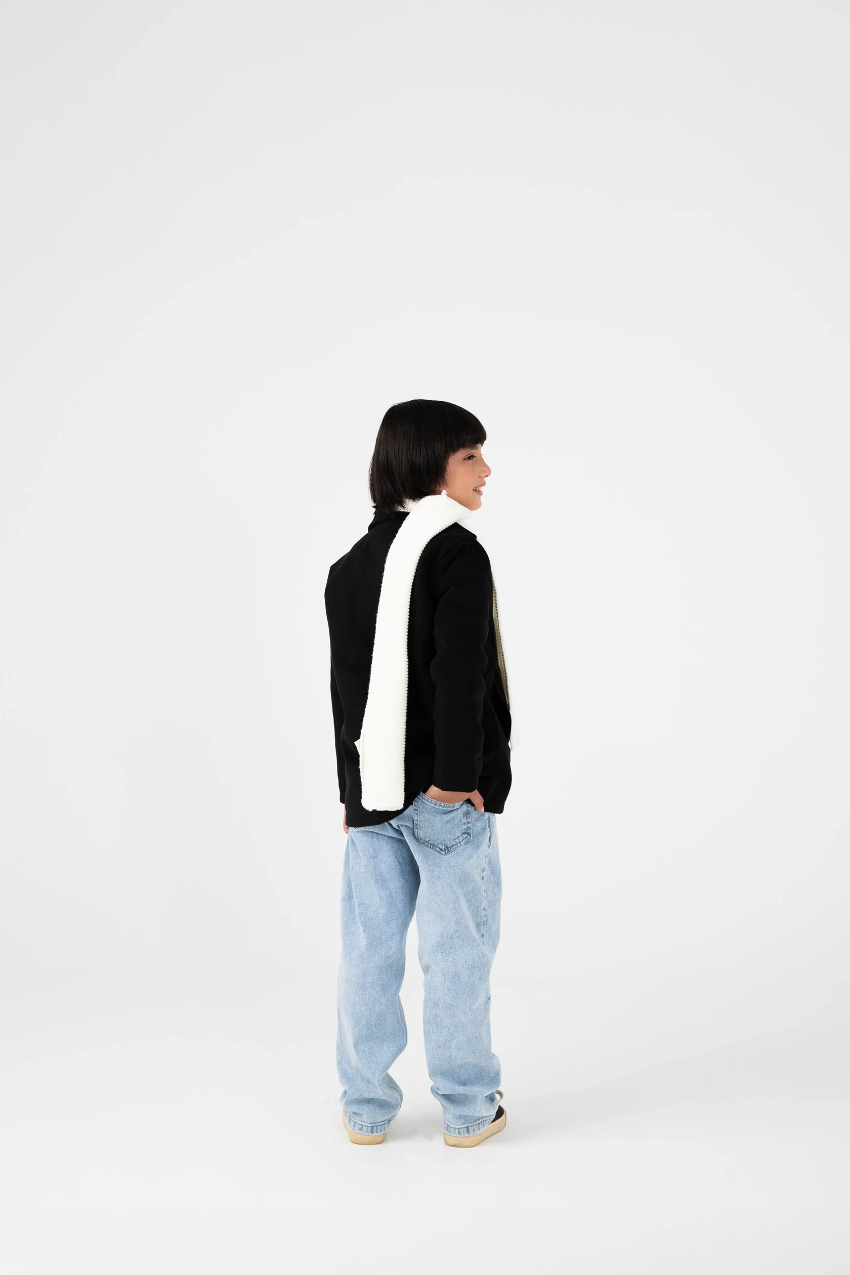 Boys Midnight Black Felt Coat - Image 2