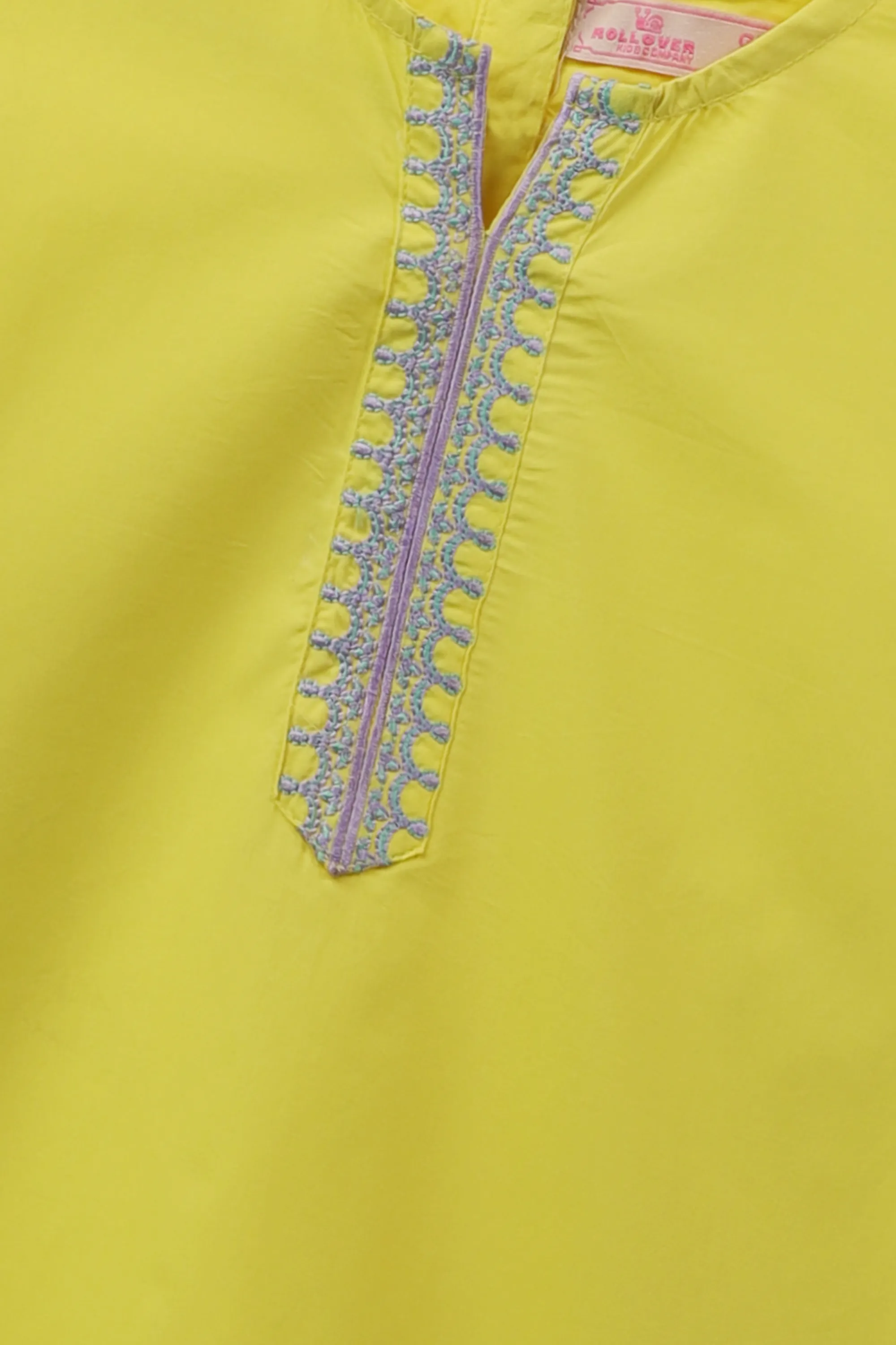 Bright Yellow Cotton Embroidered Top - Image 2