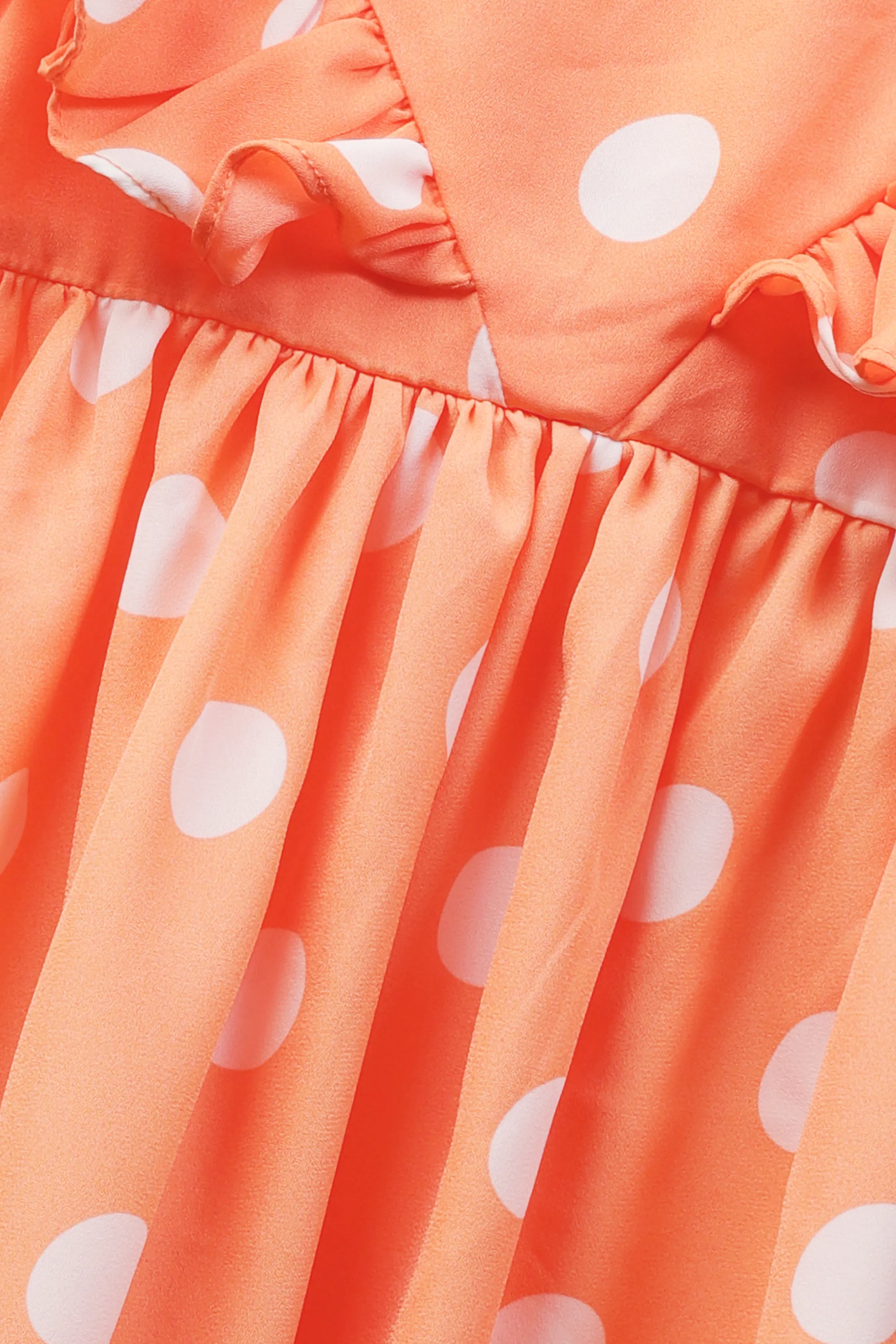 Orange Polka Dot Off-Shoulder Dress - Image 5