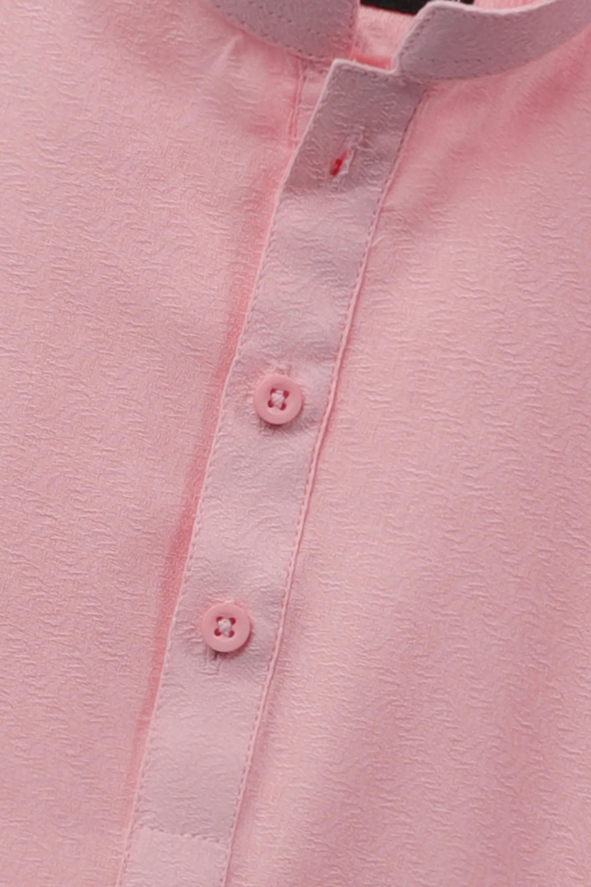 Boys light Pink Ethnic Cotton Kurta - Image 3