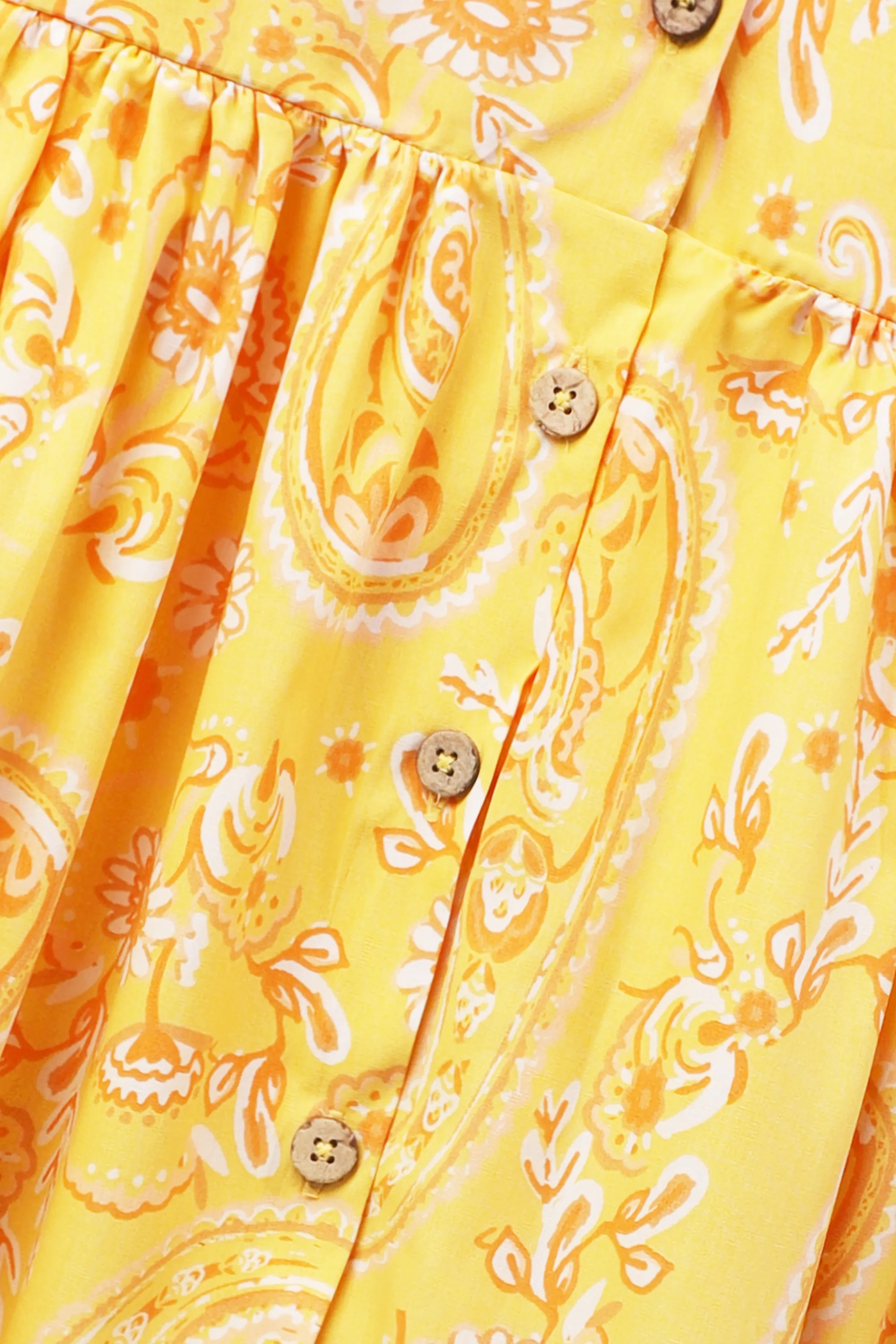 Yellow Paisley Printed Cotton Dress - Image 2