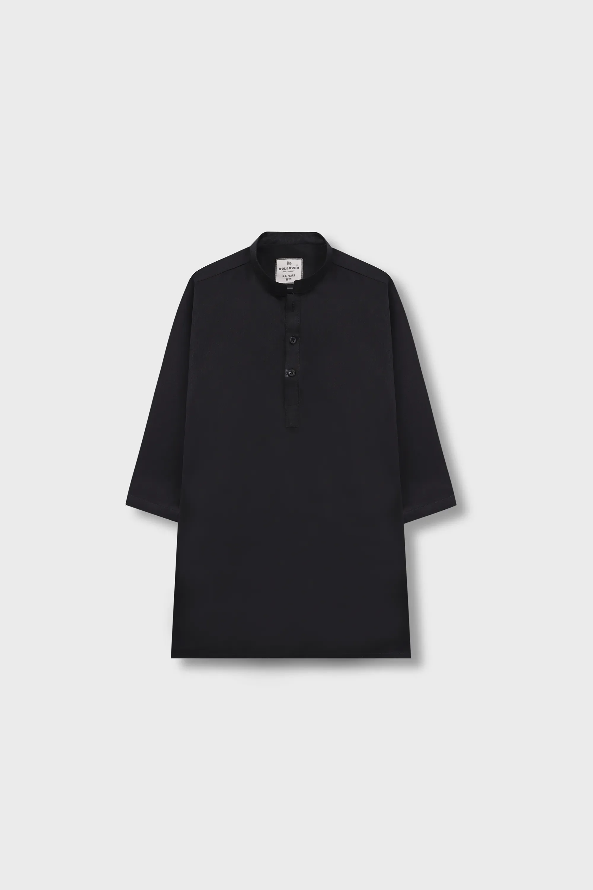 Boys Black Jacquard Cotton Kurta - Image 4