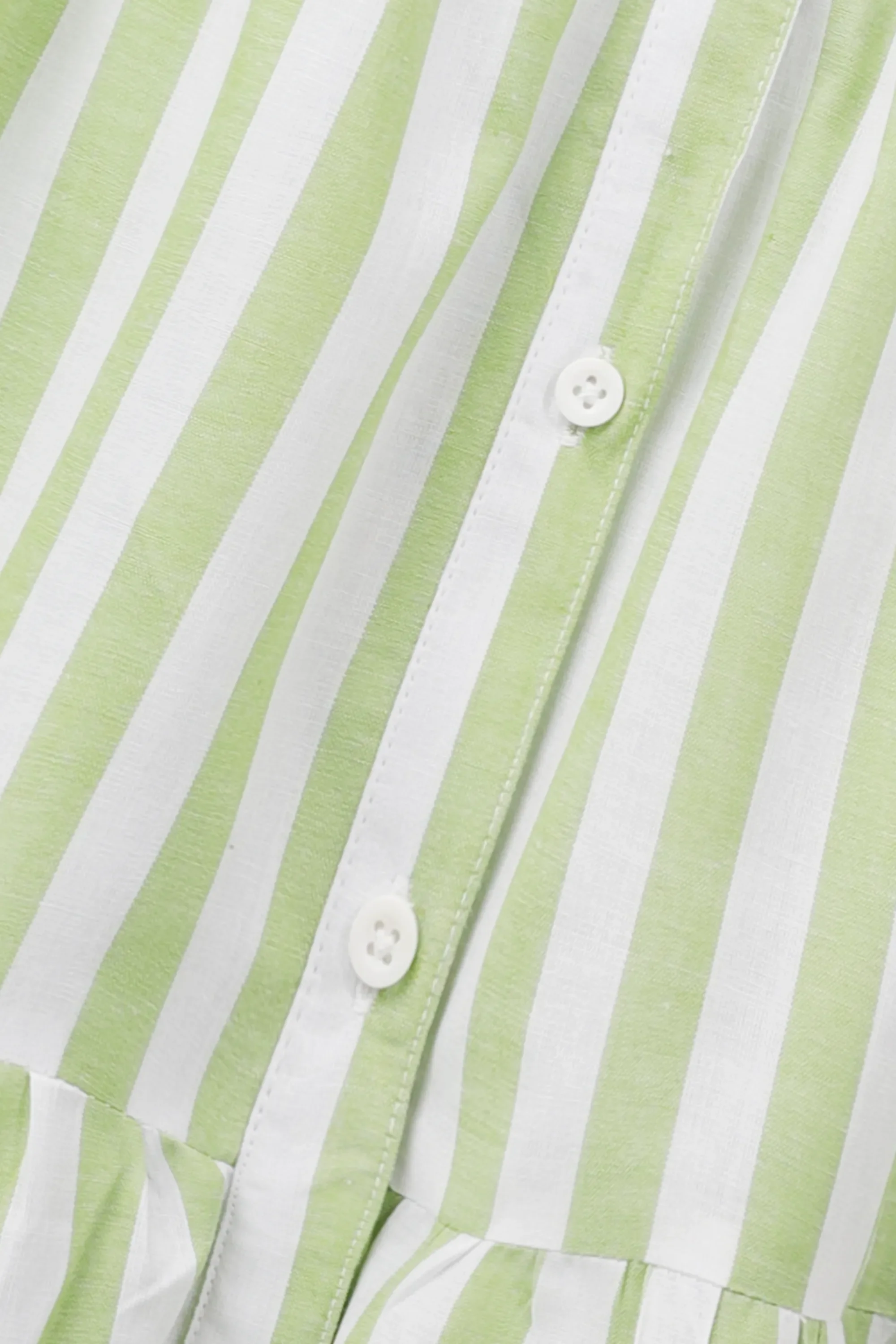 Green & White Striped Cotton Dress - Image 5