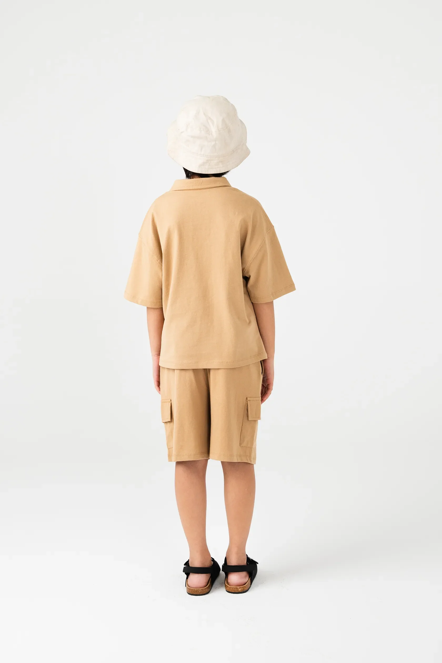 Boys Solid Beige Jersey Co-ord Set - Image 3