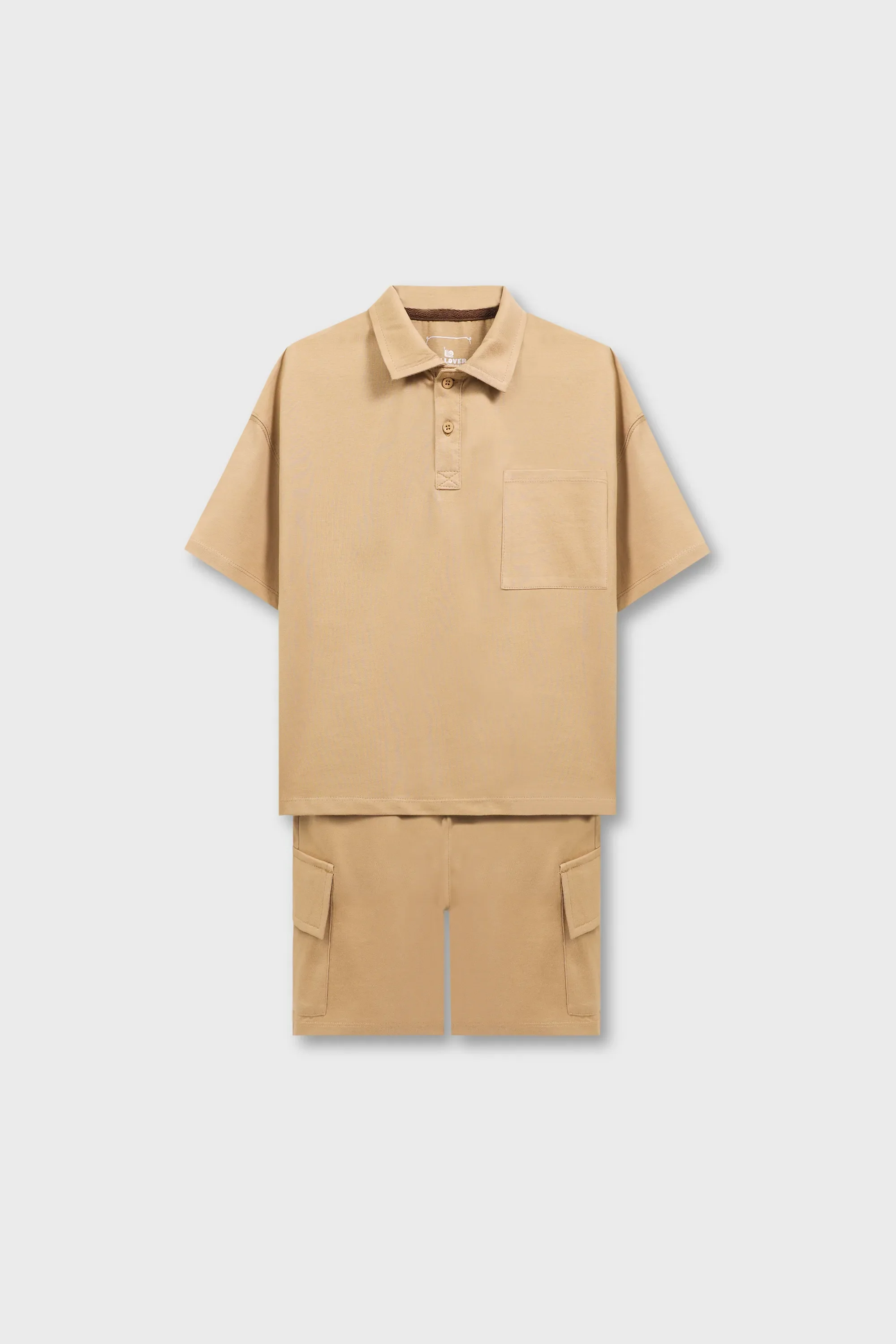 Boys Solid Beige Jersey Co-ord Set - Image 4
