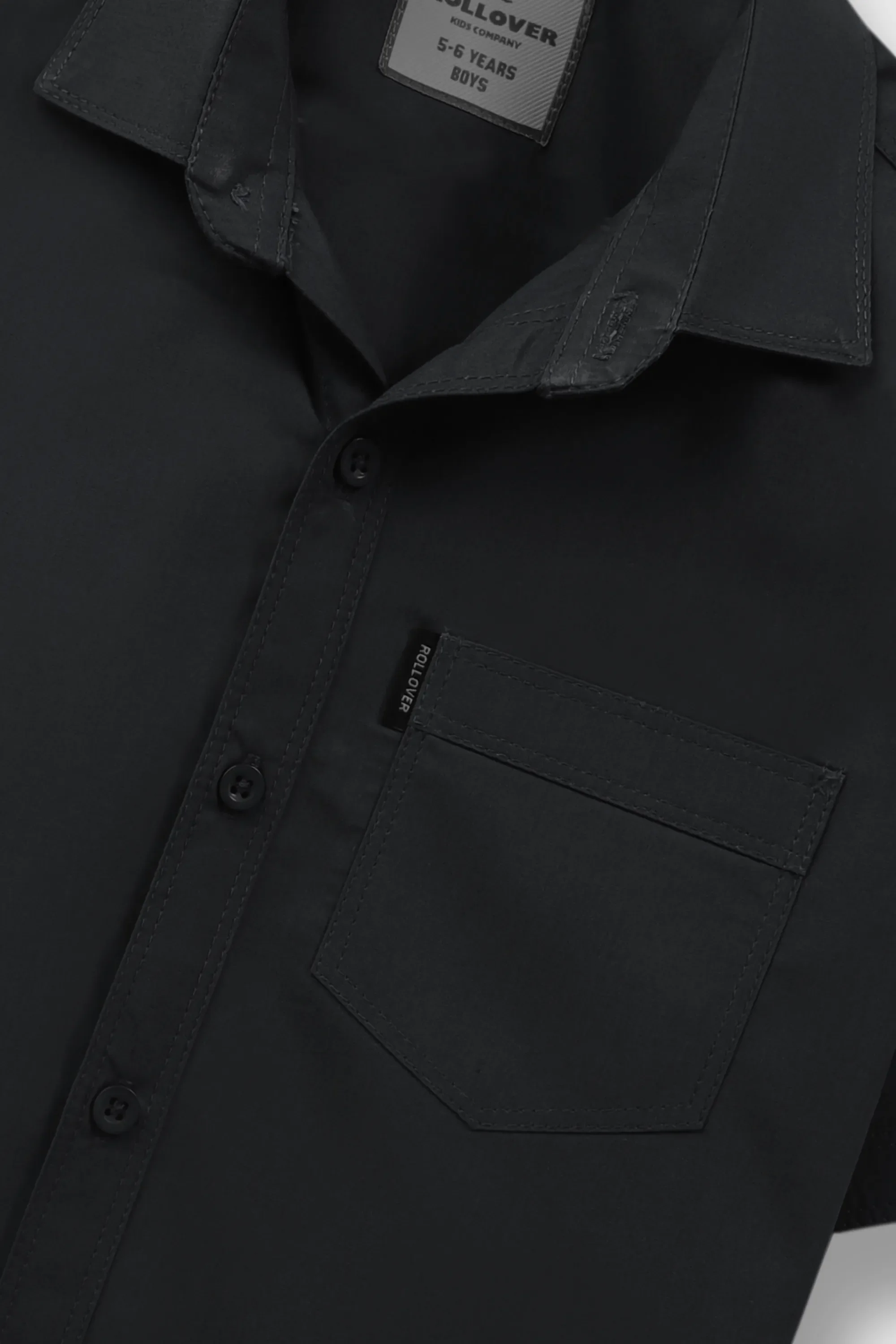 Deep Black Classic Boys’ Cotton Shirt - Image 5