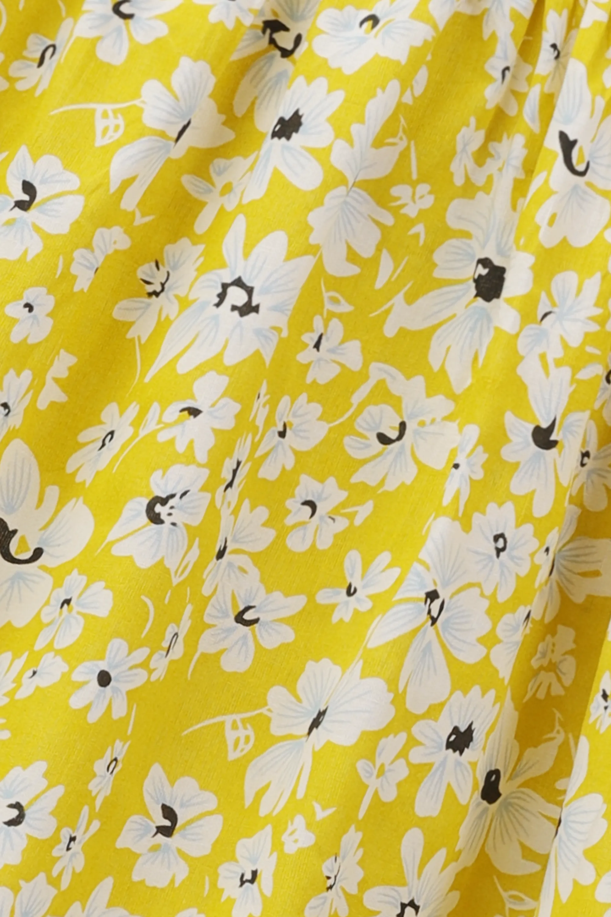 Yellow Puffy-Sleeve Cotton Dress - Image 2