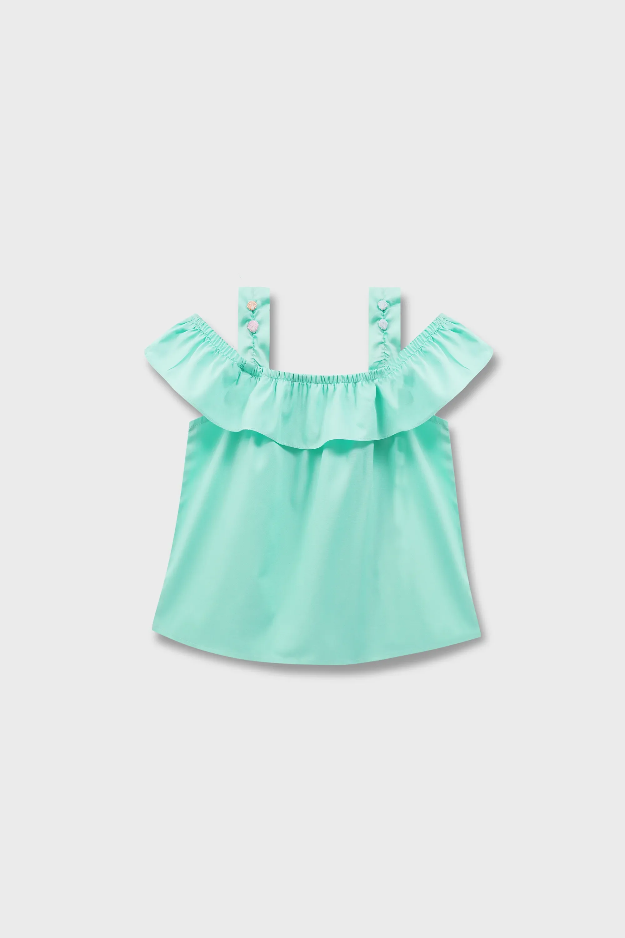 Solid Sea Green Ruffle Top - Image 4