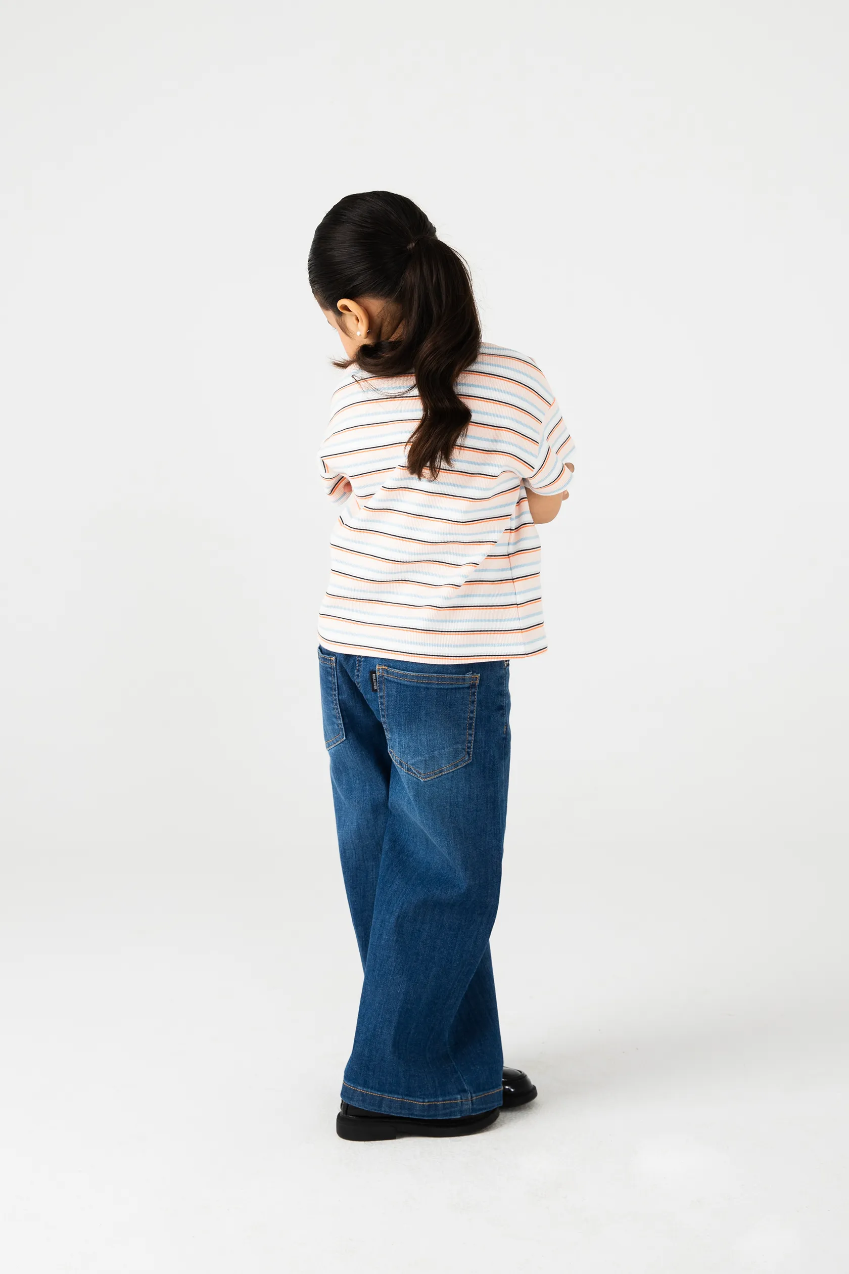 Girls Lycra Striped Henley Tee - Image 3