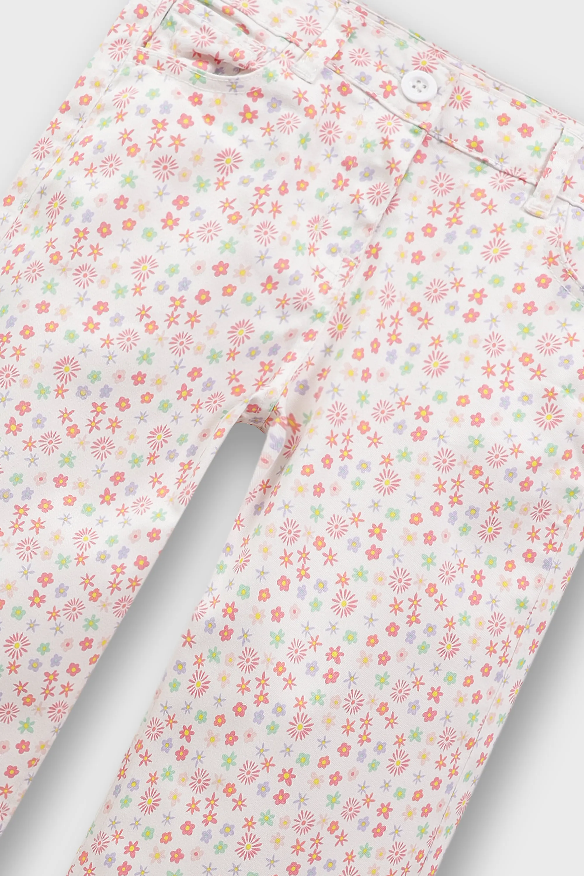 Girls White Floral Twill Wide Pants - Image 2
