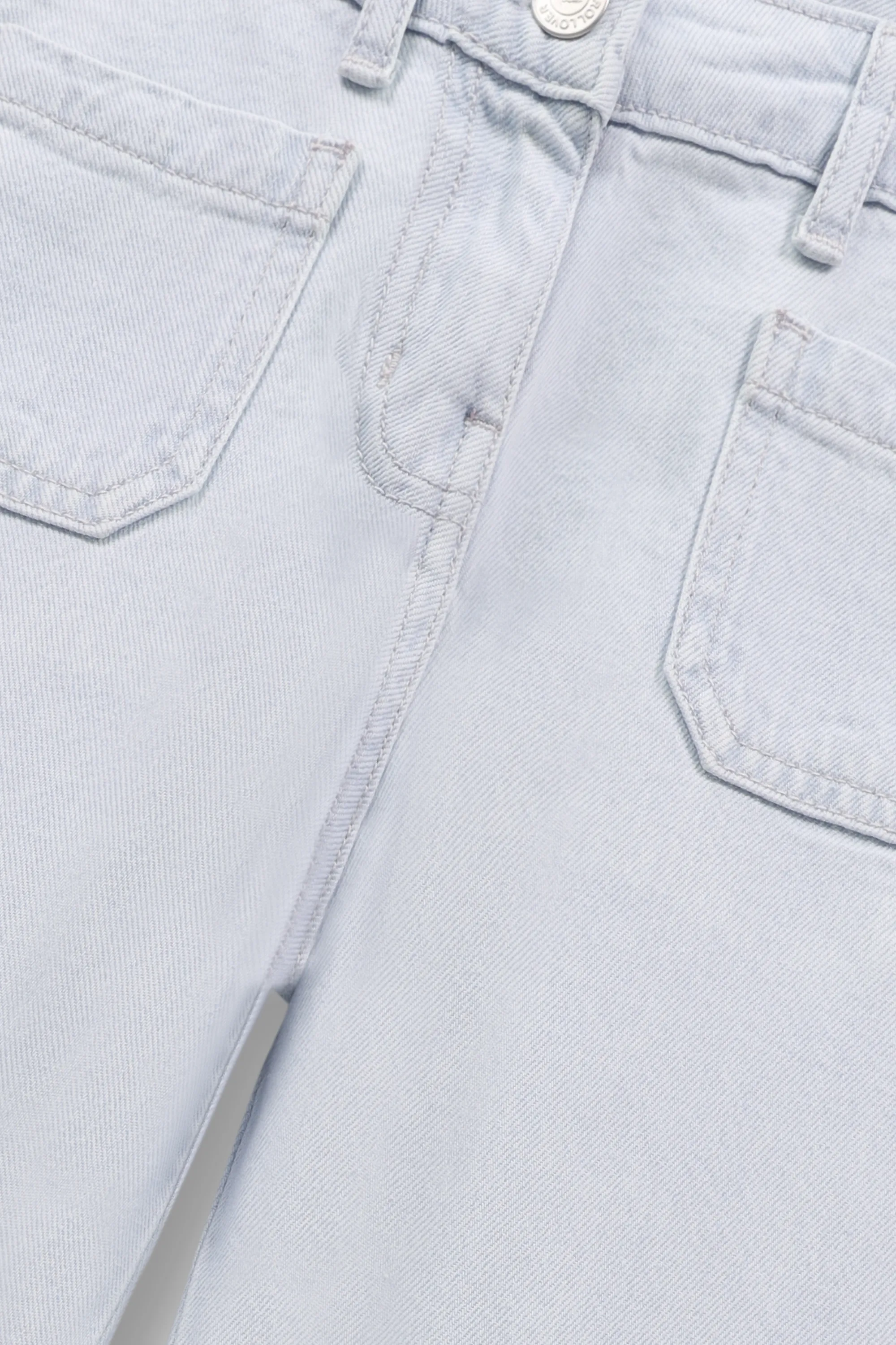 Girls Light Blue Frayed Wide-Leg Jeans - Image 2