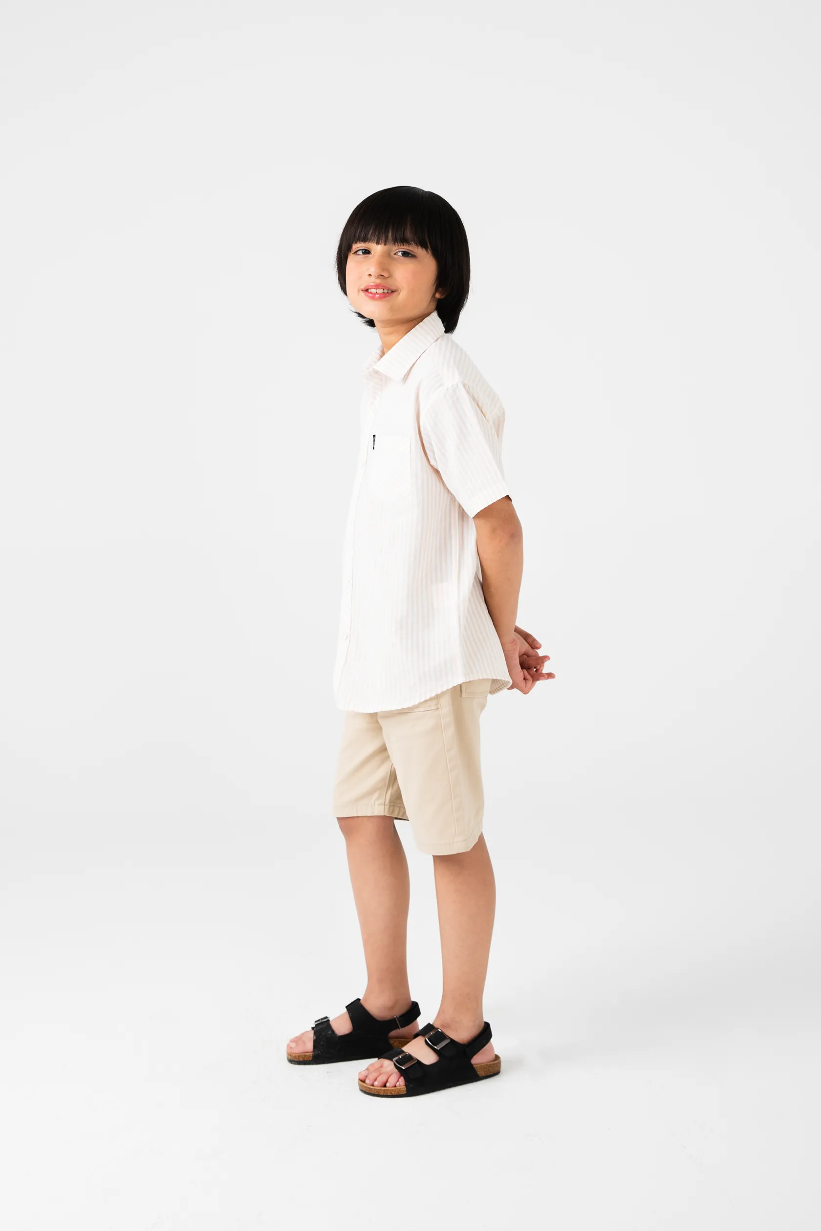 Boys Off-White Cotton Stripe Shirt - Image 2
