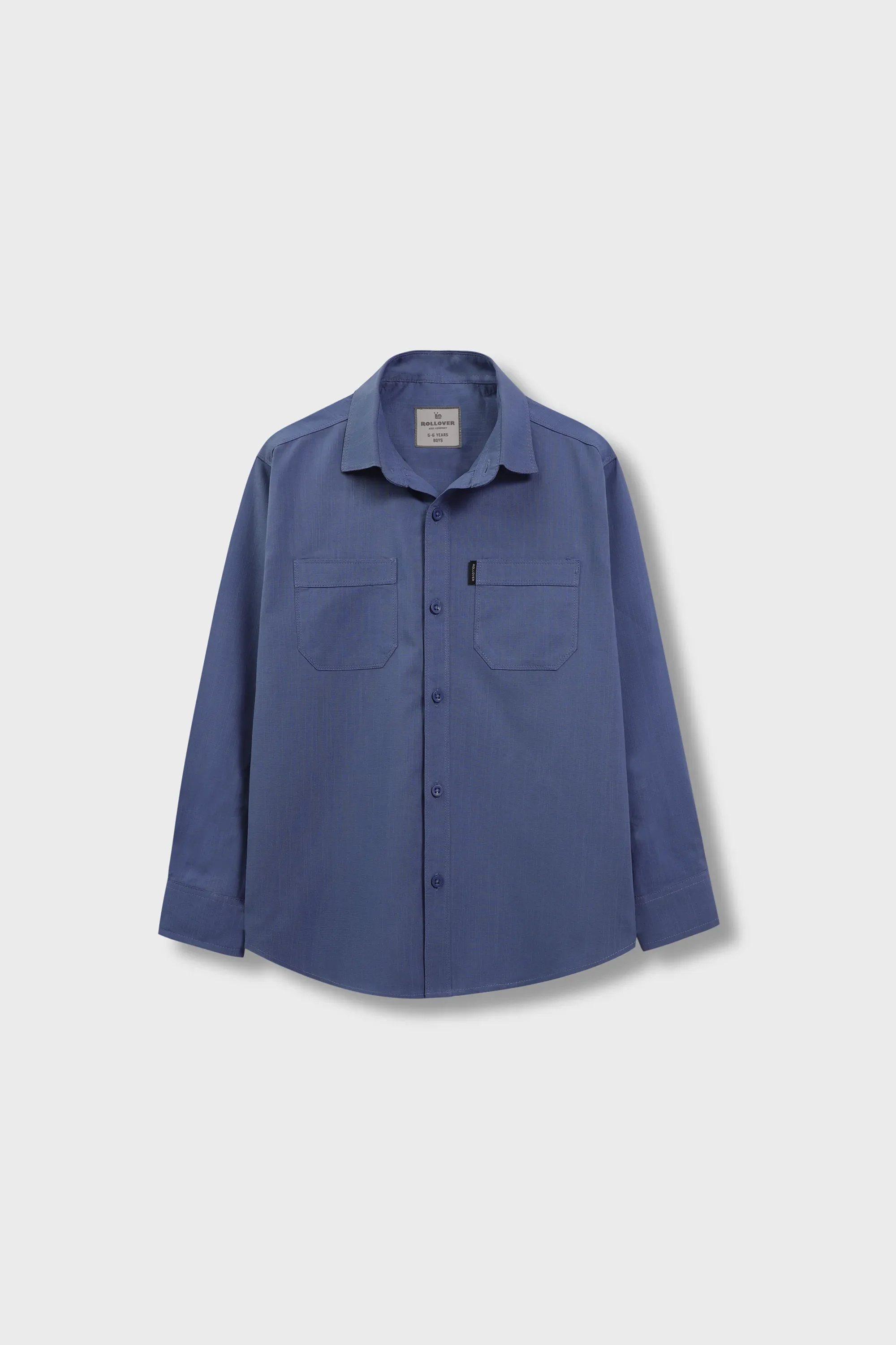 Boys Solid Blue Cotton Shirt