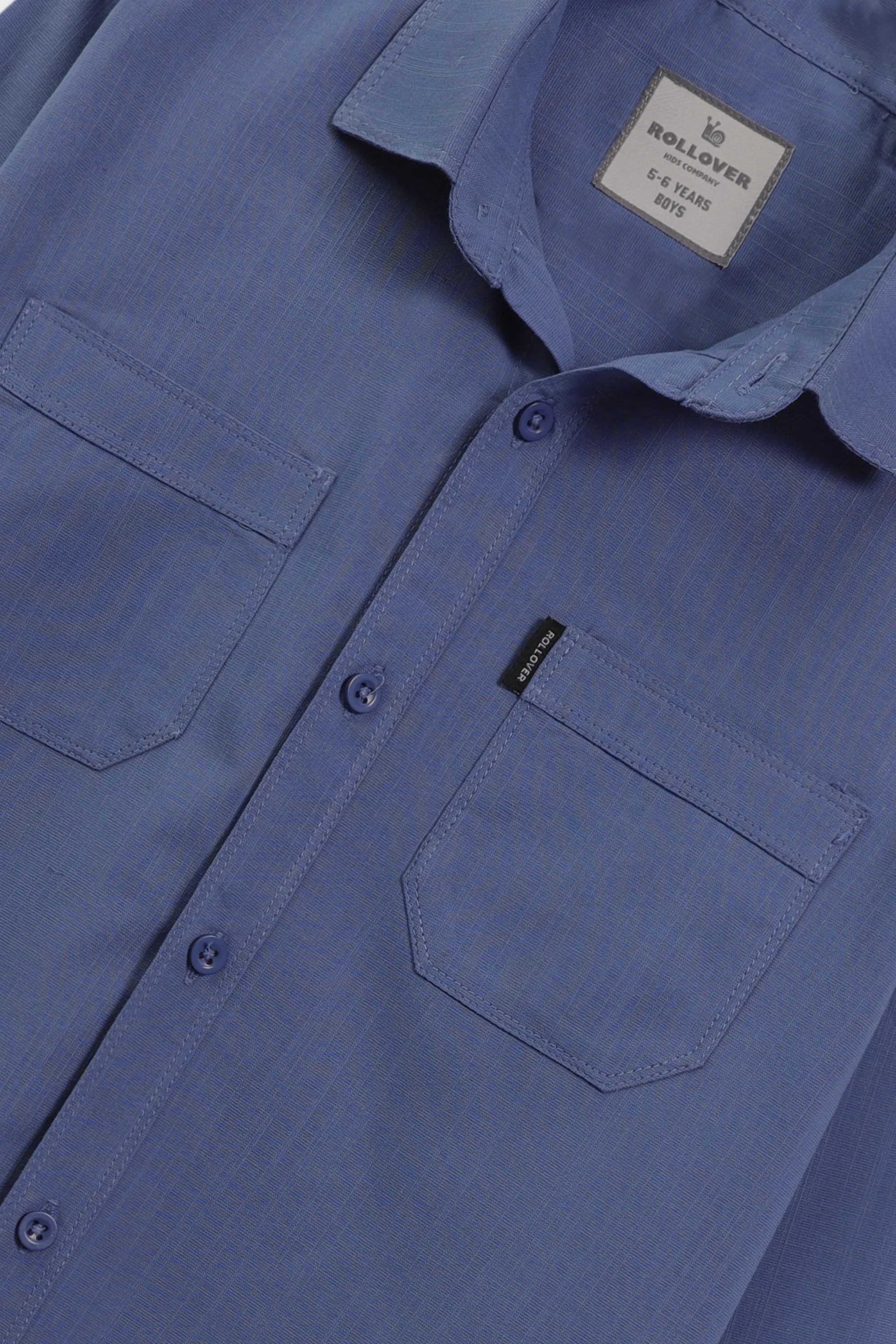 Boys Solid Blue Cotton Shirt - Image 2