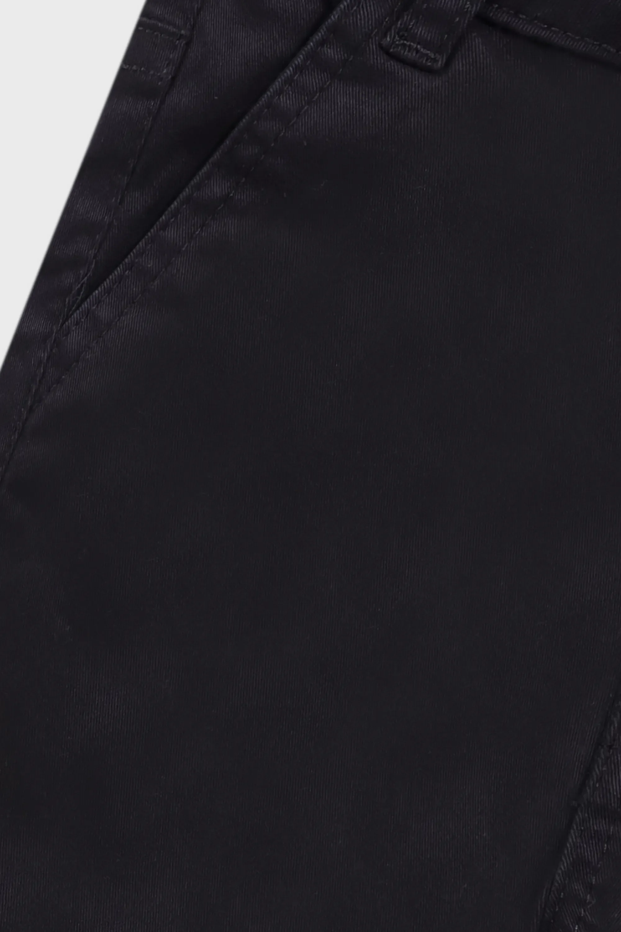 Boys Solid Black Twill Shorts - Image 2