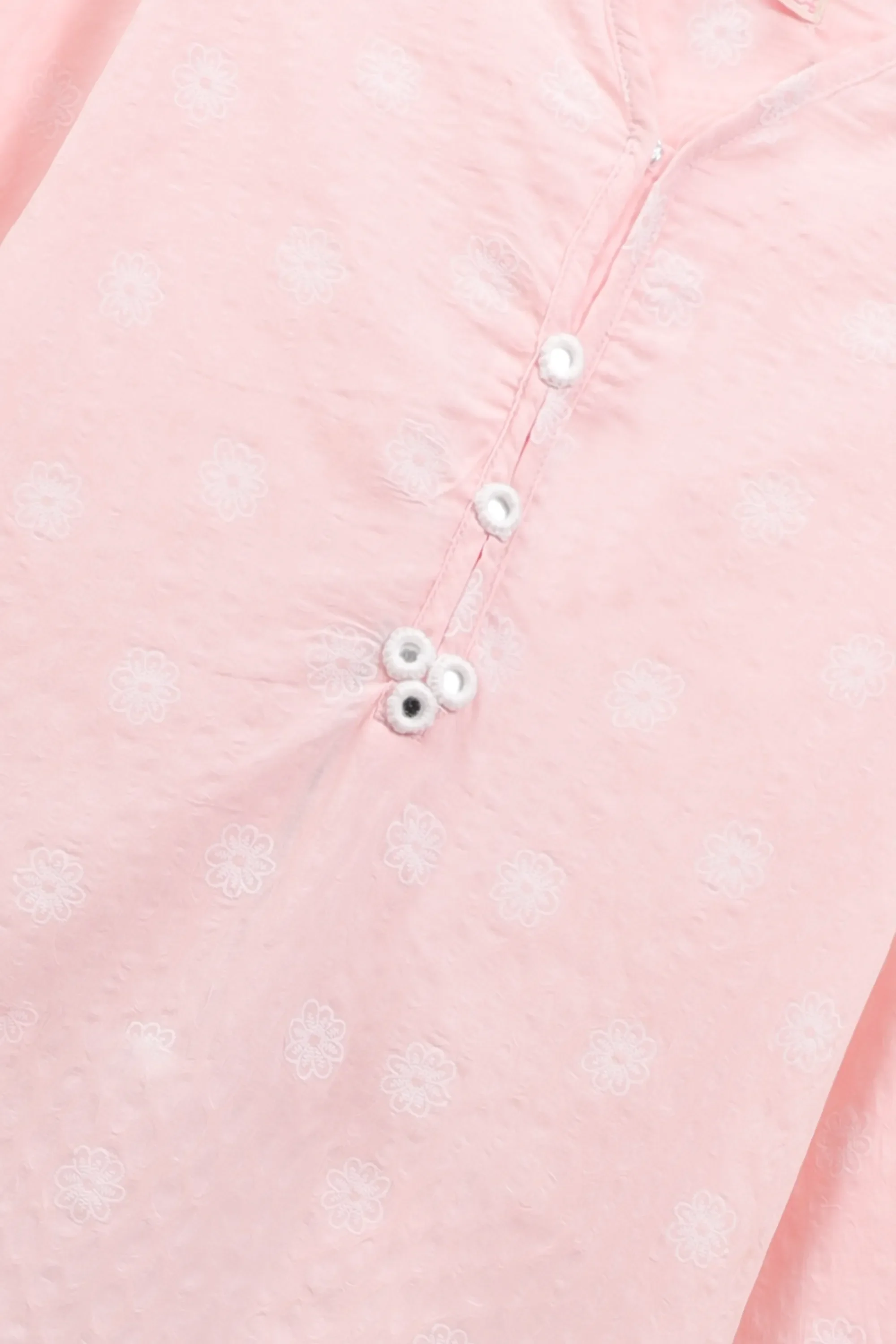 Girls Pink Cotton Kurta Set - Image 2