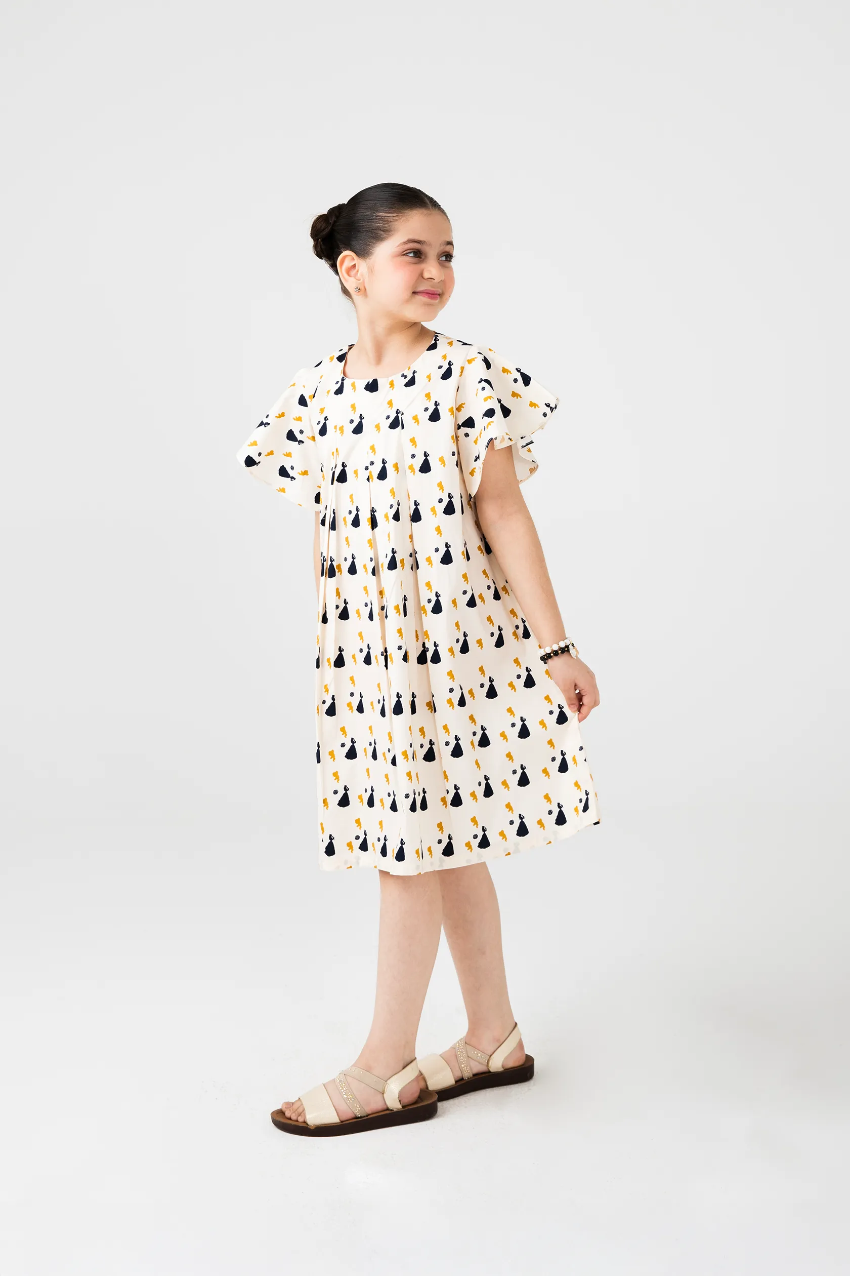Printed Ivory Cotton Casual Dress - Image 2