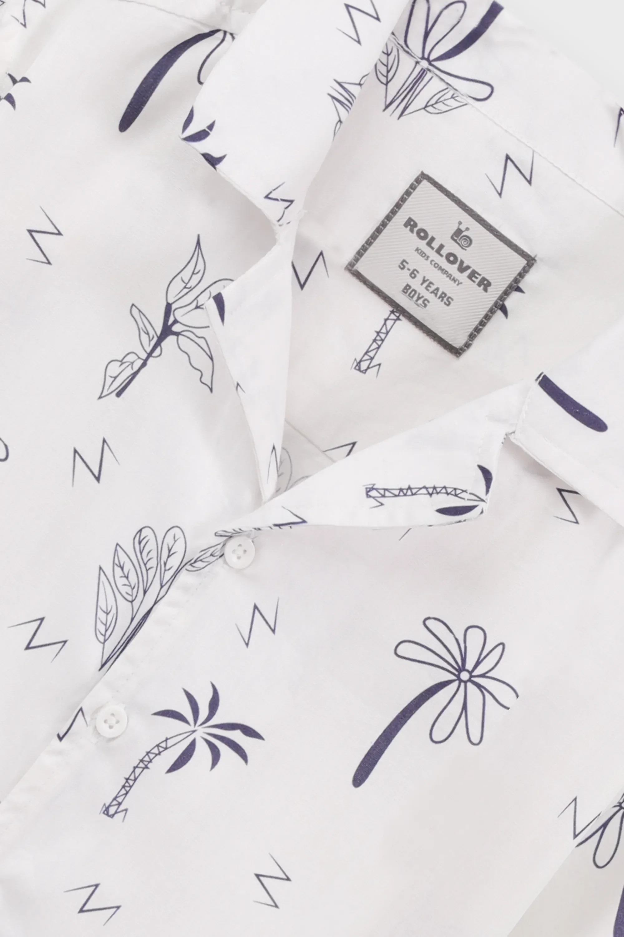 White Tropical Print Cotton Shirt - Image 2