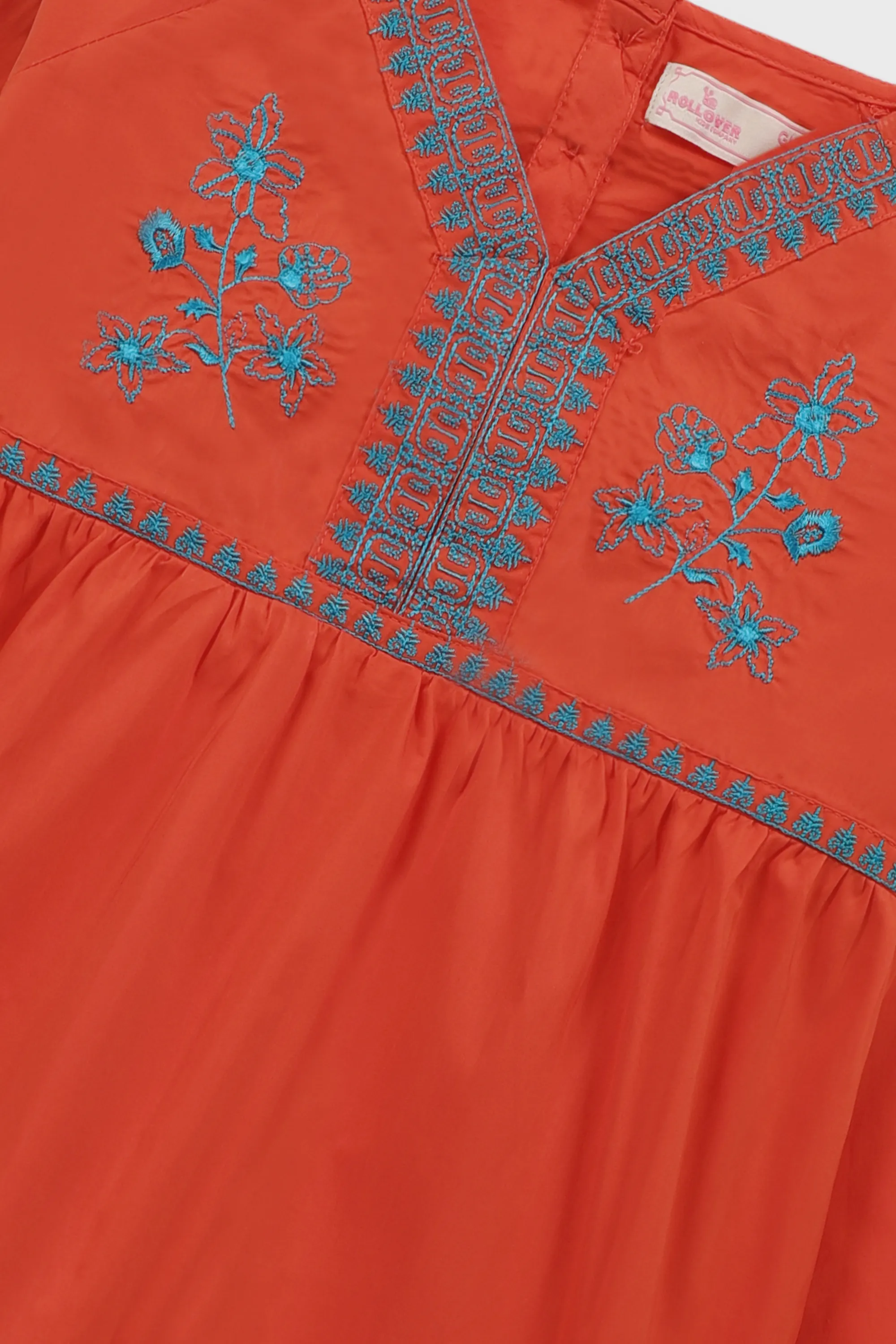Burnt Orange Embroidered Cotton Top - Image 2