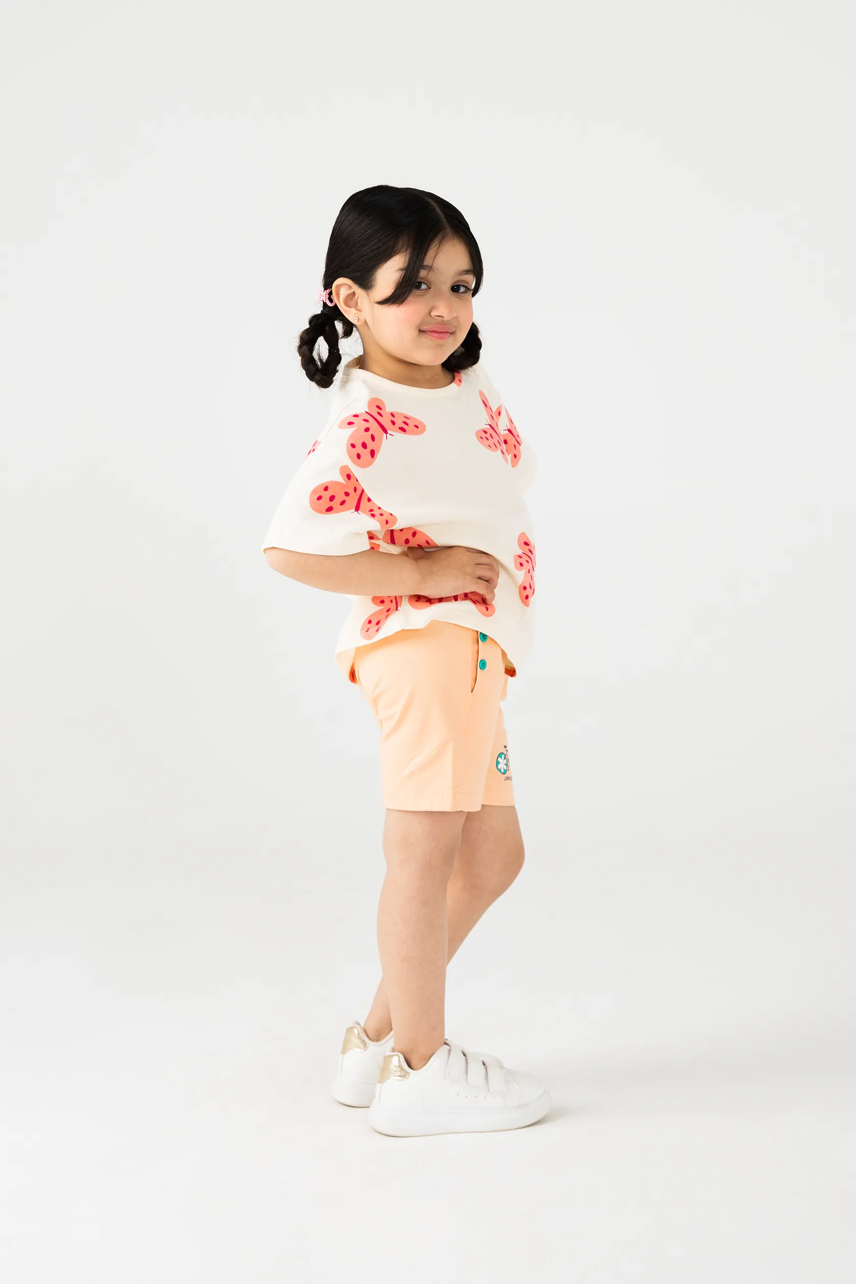 Girls Skin Blush Butterfly Relaxed Tee - Image 2