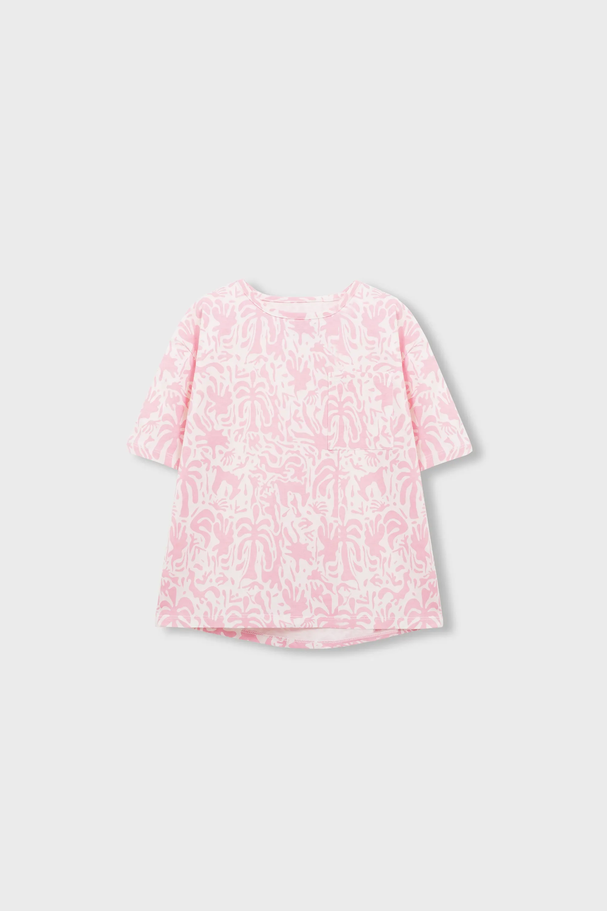 Girls Pink Printed Relaxed Tee - Image 4