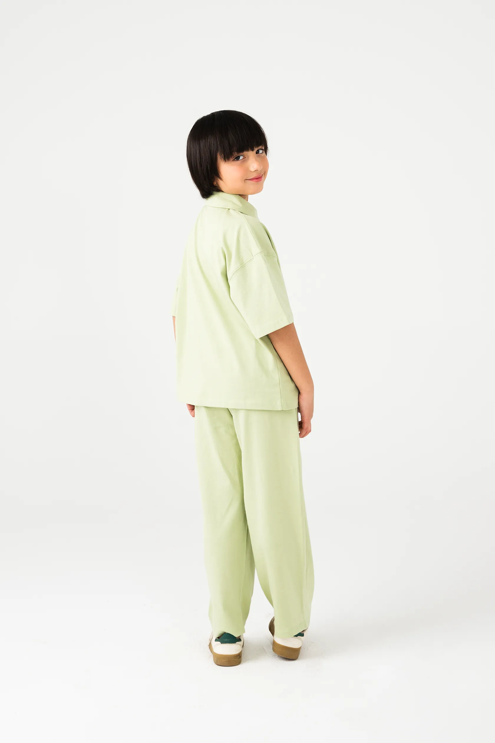 Boys Pistachio Palm Polo Co-ord Set - Image 3